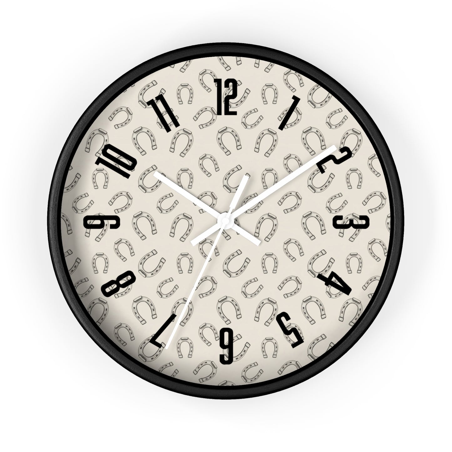 Horseshoe Pattern Wall Clock — Rustic Farmhouse Timepiece for Equestrian Lovers
