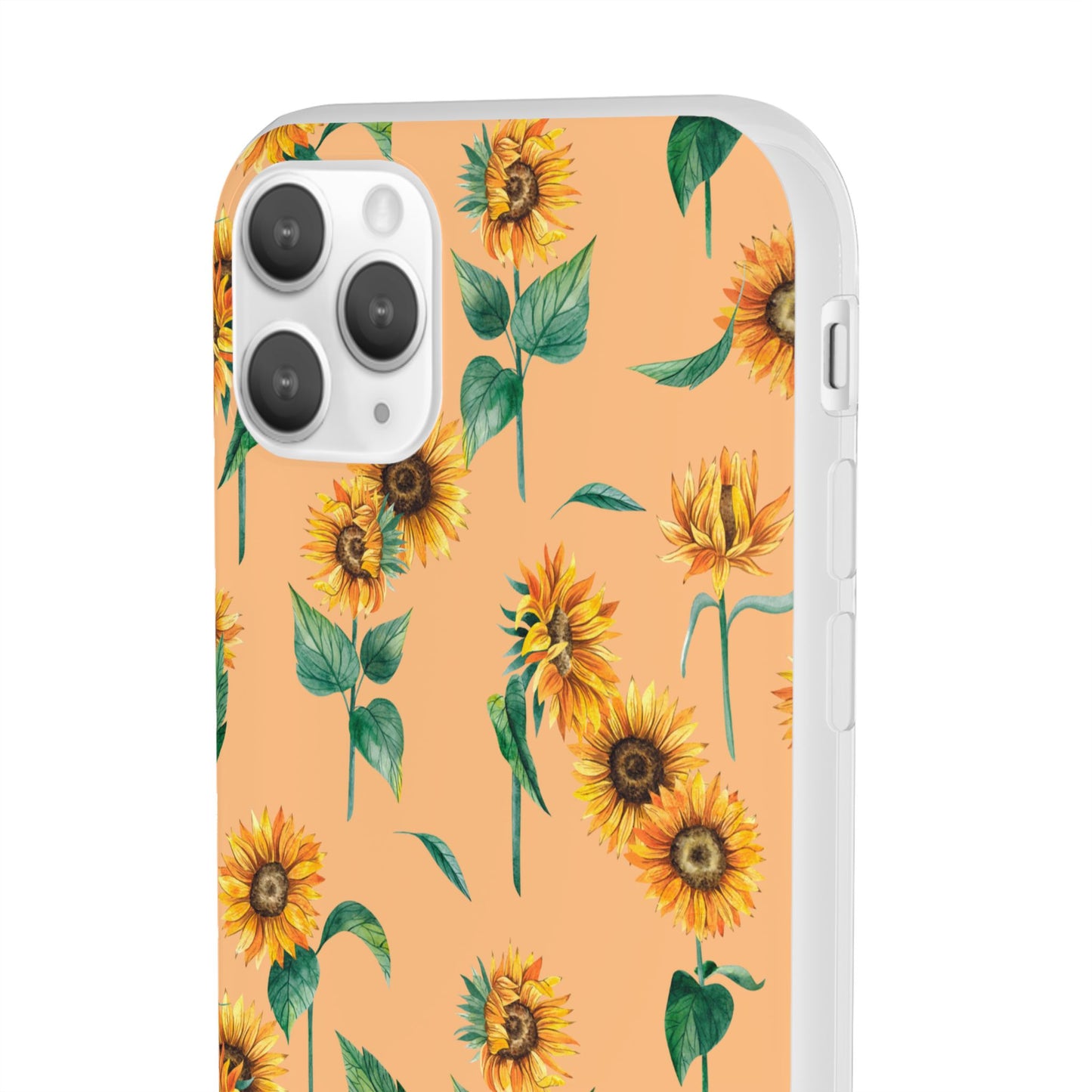Sunflower Pattern Flexi Case — Floral Phone Case on Peach Background