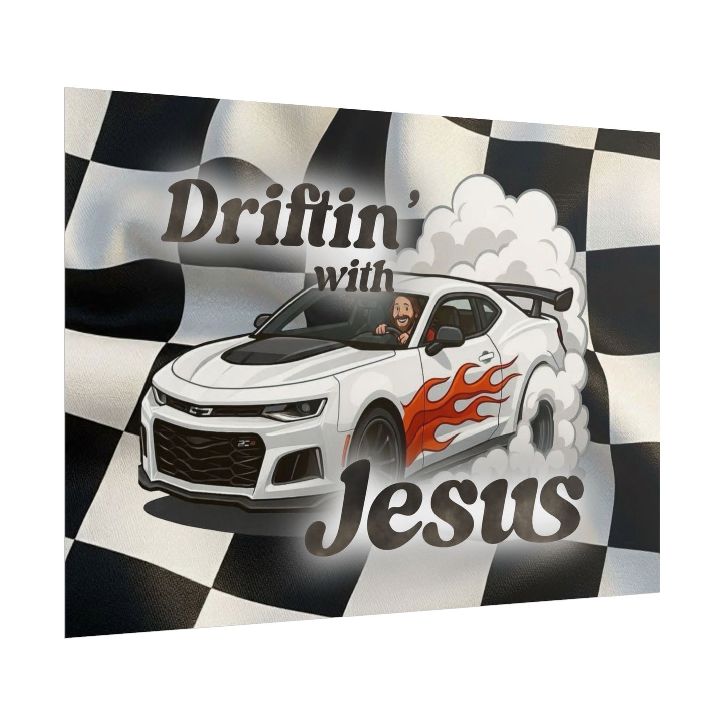 Rolled Poster — "Driftin' with Jesus" Racing Car Wall Art
