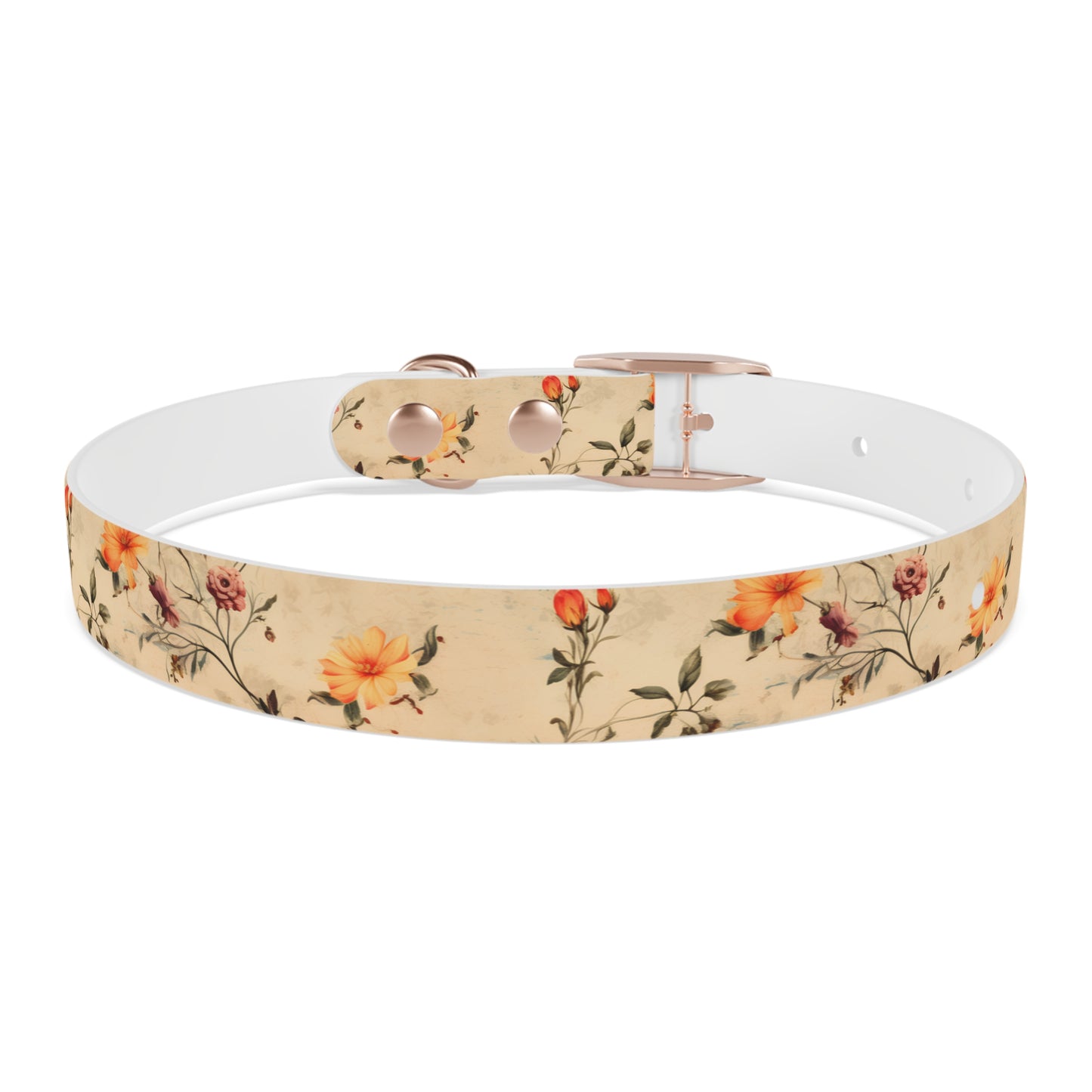 Floral Vintage Dog Collar – Peach Rose Print Pet Collar