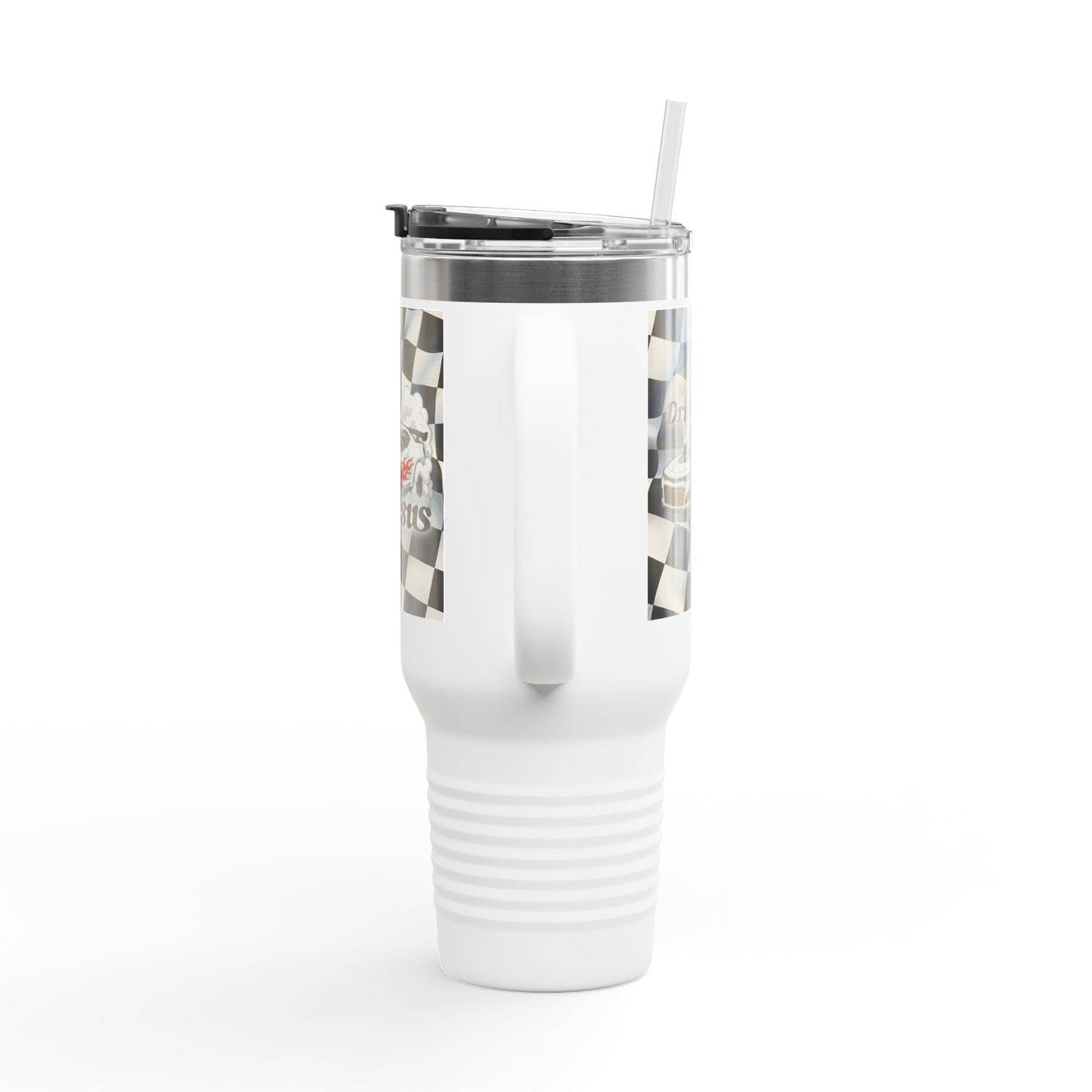 40oz Insulated Travel Mug — Racing Checkered Flag Design