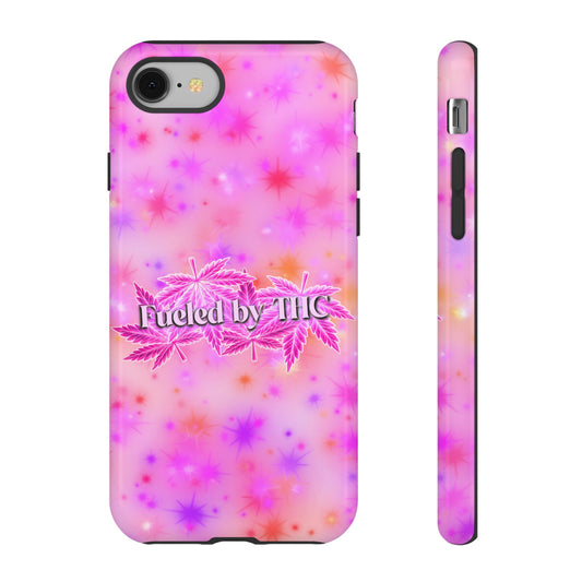 Fueled by THC Phone Case — Pink Cannabis Leaf Protective Case