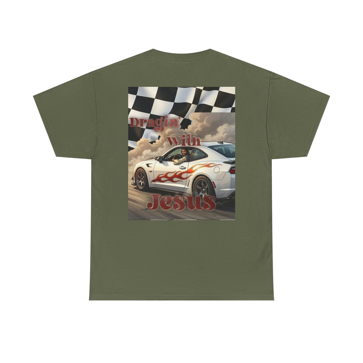 T-Shirt — "Dragin' With Jesus" Retro Racing Graphic Tee