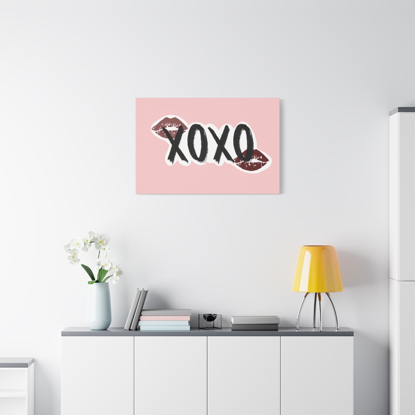 XOXO Kiss Wall Canvas — Pink Romantic Home Décor for Valentine’s Day