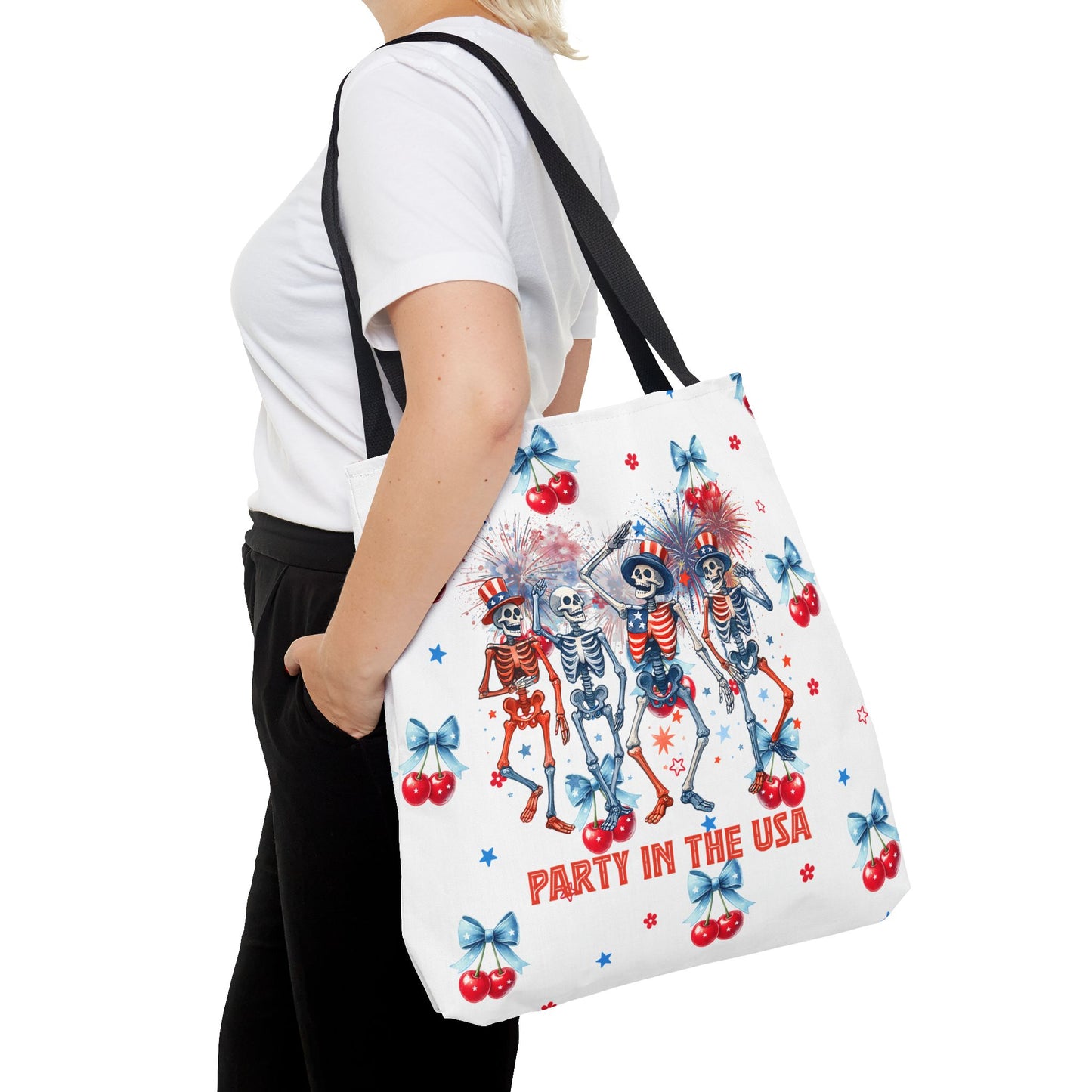 Patriotic Skeletons Tote Bag — "Party in the USA" 4th of July All-Over Print