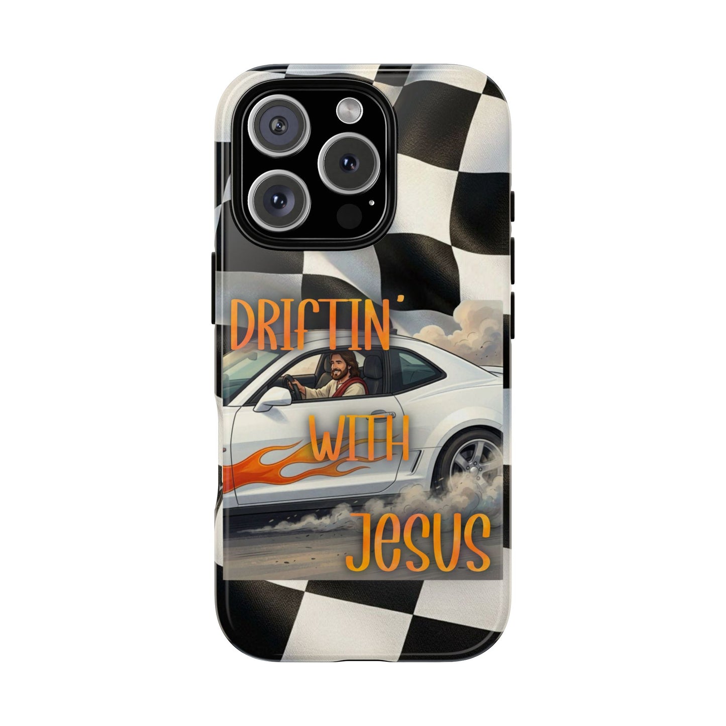 Phone Case — "Driftin' with Jesus" Racing Flag Design- iPhone