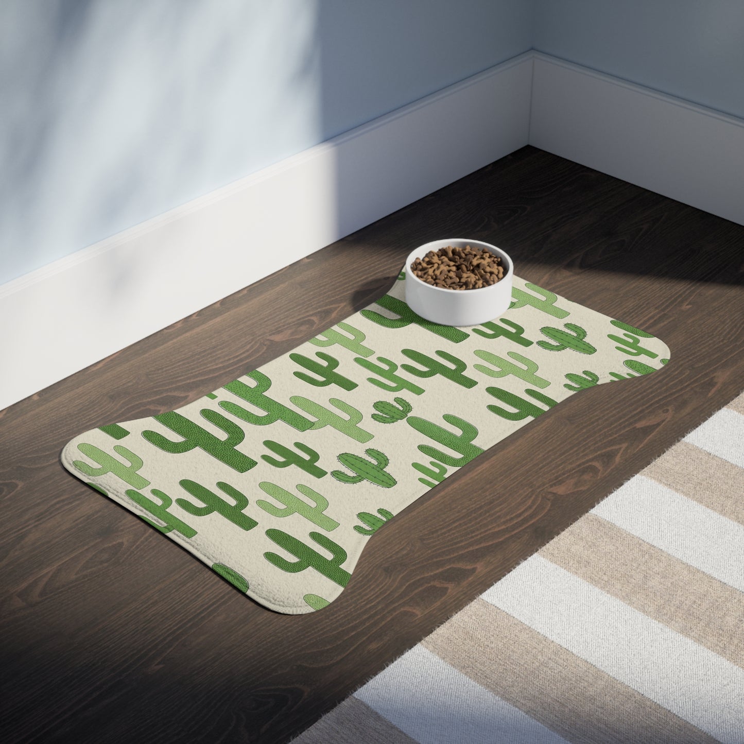 Cactus Pattern Pet Feeding Mat — Non-Slip Dog & Cat Bowl Placemat