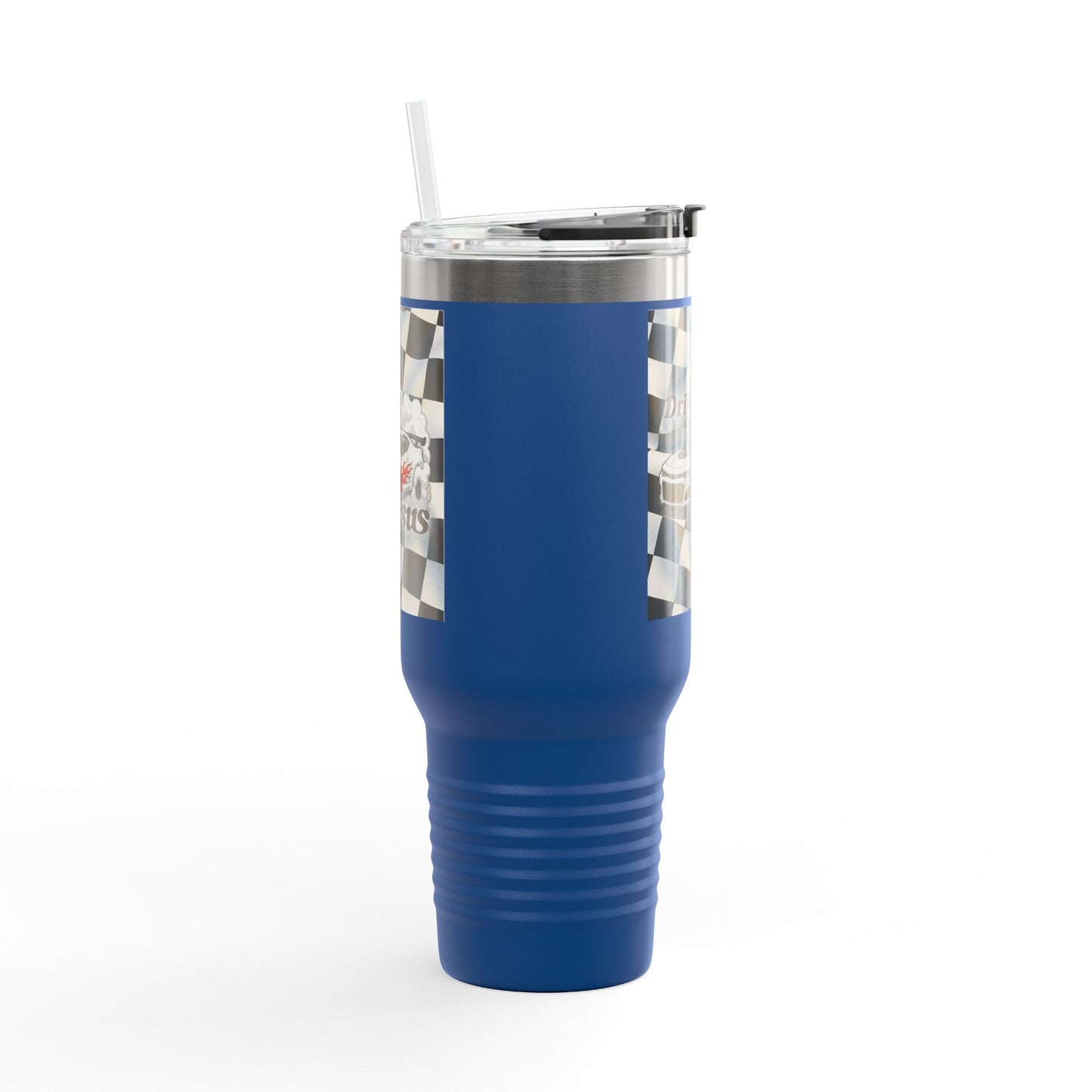 40oz Insulated Travel Mug — Racing Checkered Flag Design