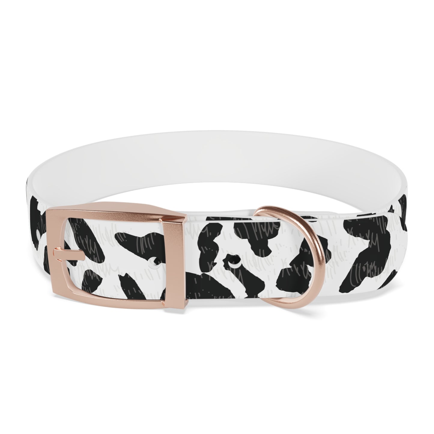 Cow Print Dog Collar — Black & White Spot Pattern