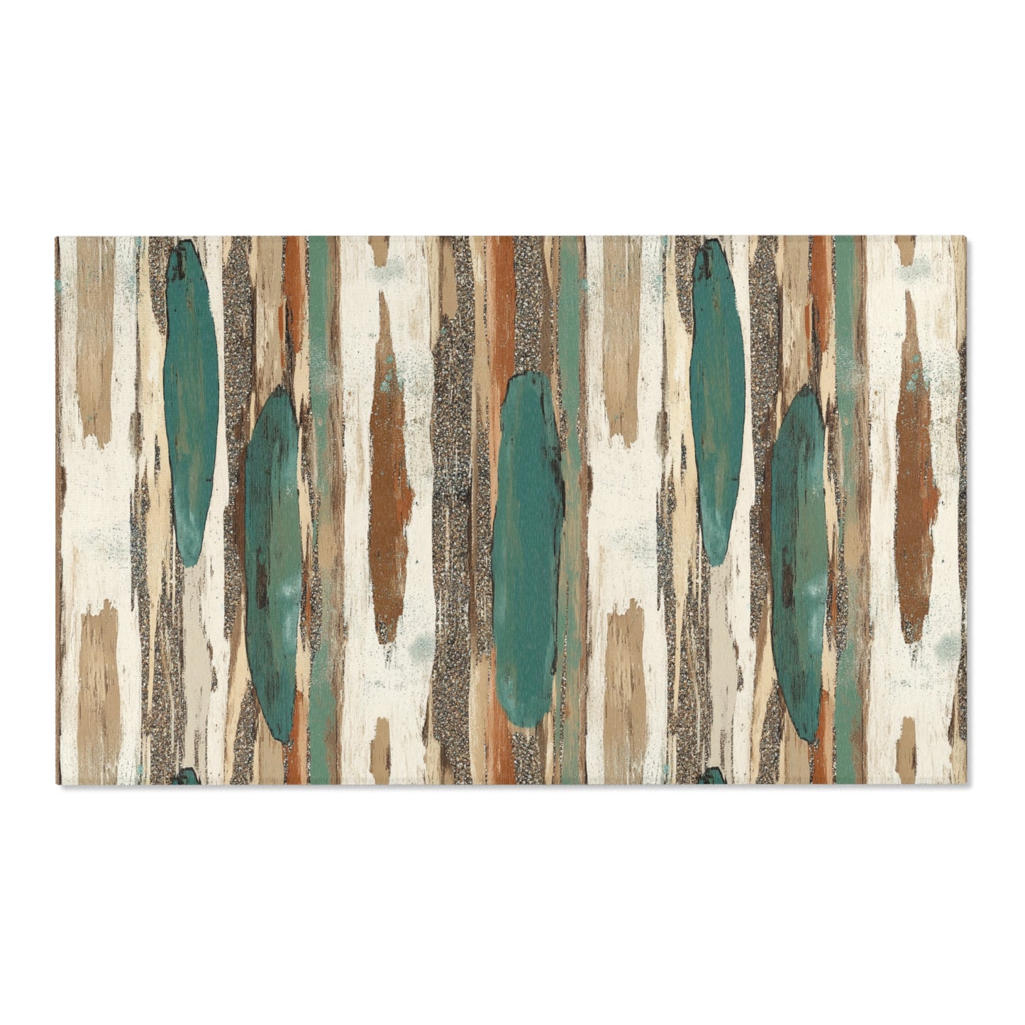 Boho Teal & Rust Brushstroke Area Rug
