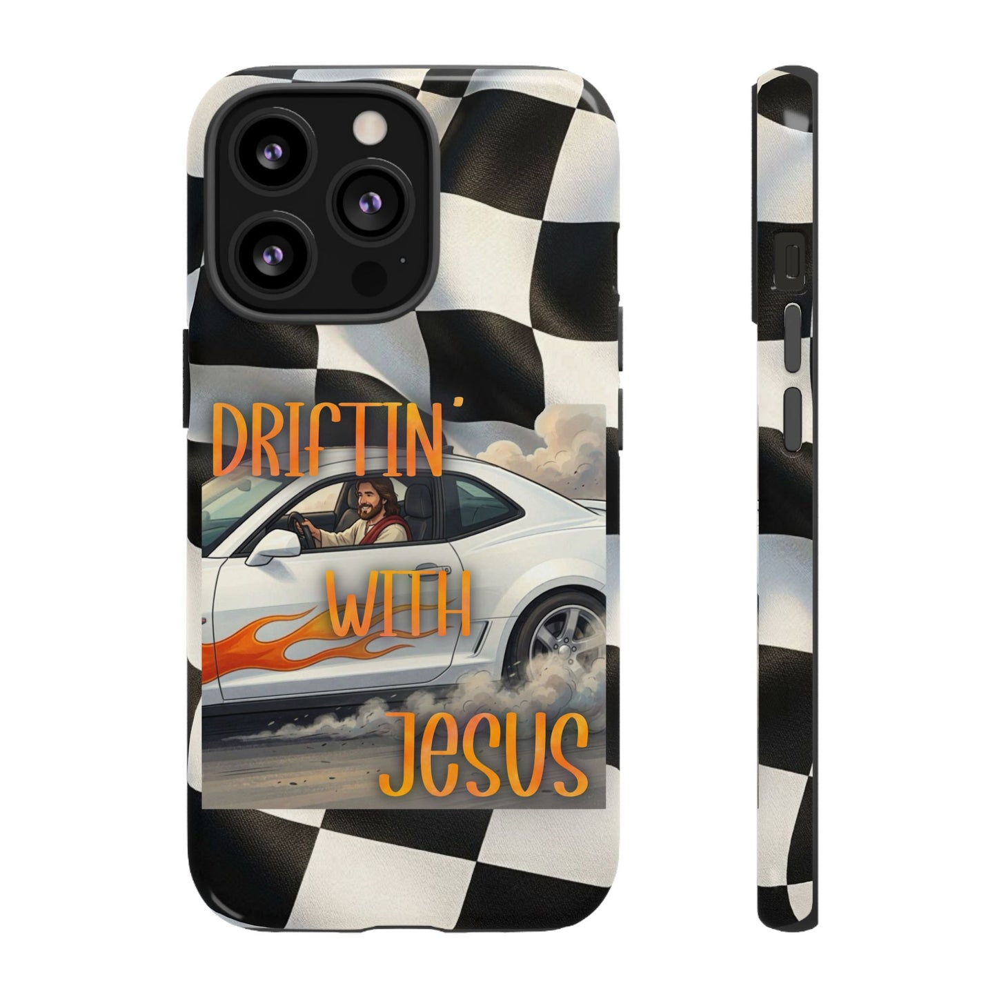 Phone Case — "Driftin' with Jesus" Racing Flag Design- iPhone