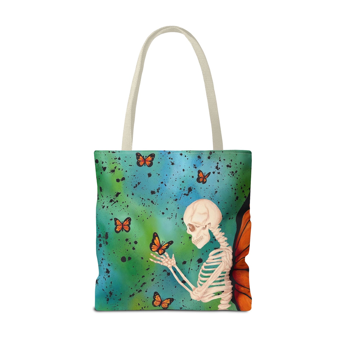 Skeleton & Monarch Tote Bag – Butterfly Skull Art Tote
