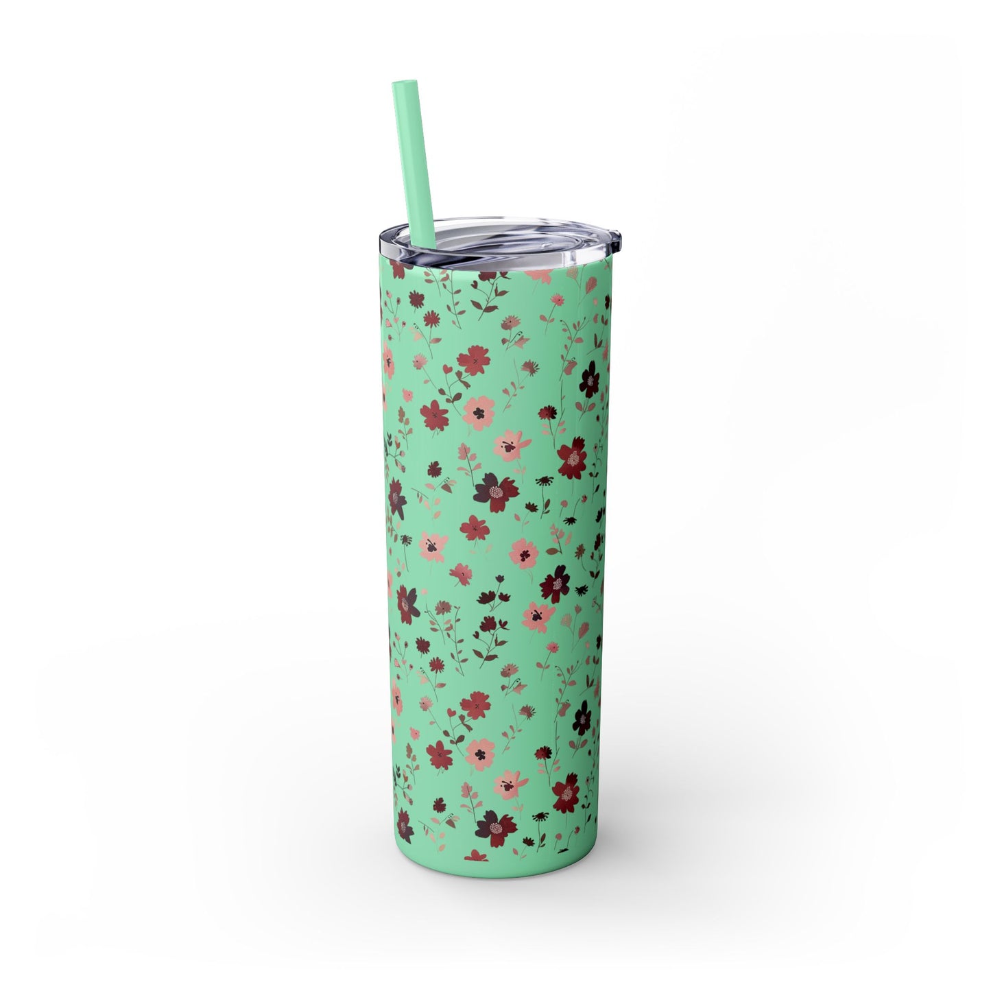 Floral Skinny Tumbler 20oz – Pink Blossom Straw Cup