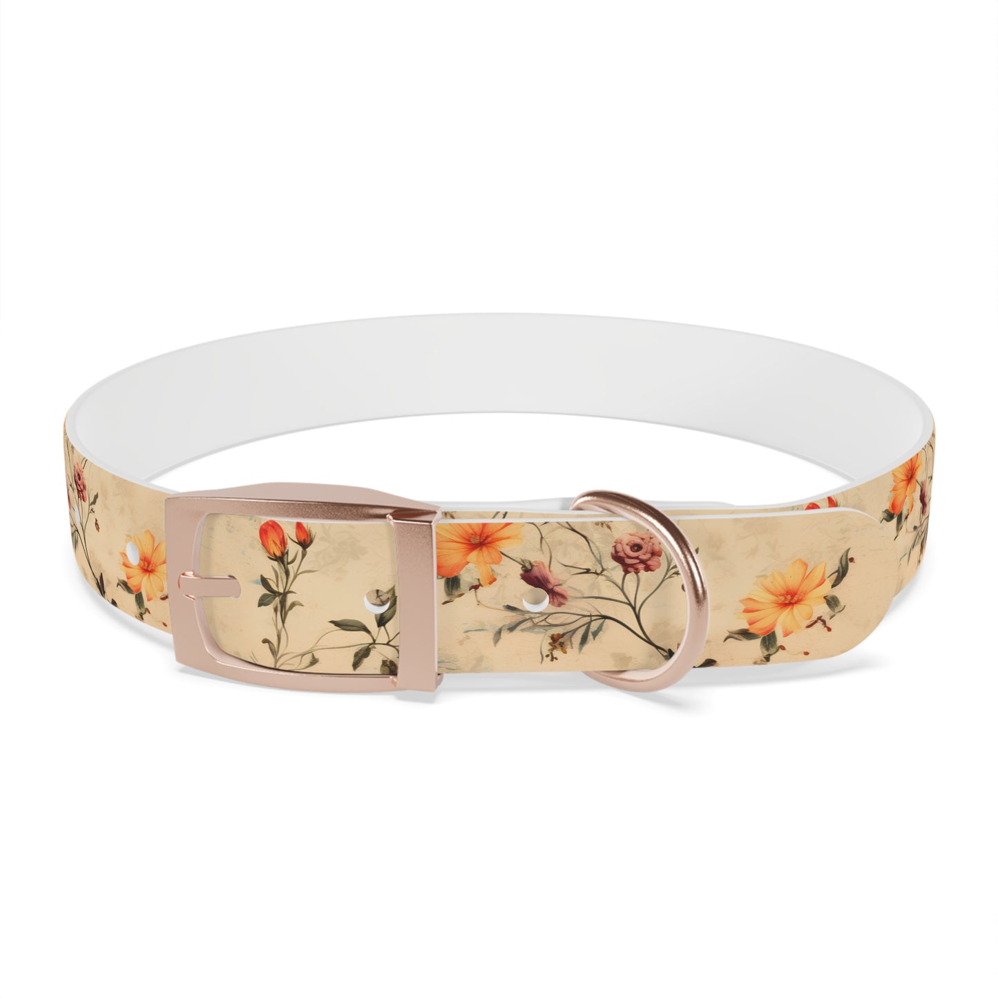 Floral Vintage Dog Collar – Peach Rose Print Pet Collar