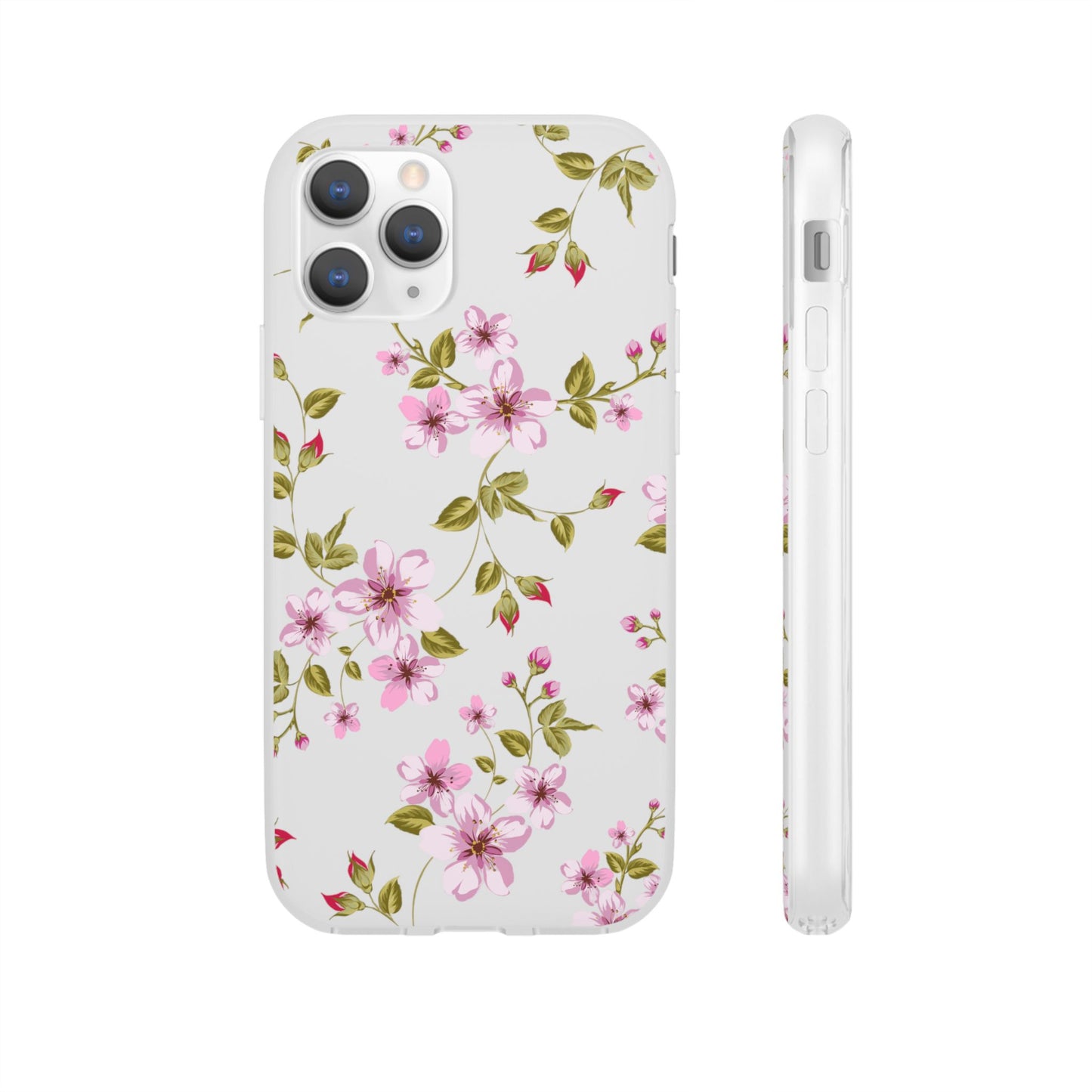 Floral Pink Blossom Flexi Case — Slim Protective Phone Case with Watercolor Cherry Blossom Design