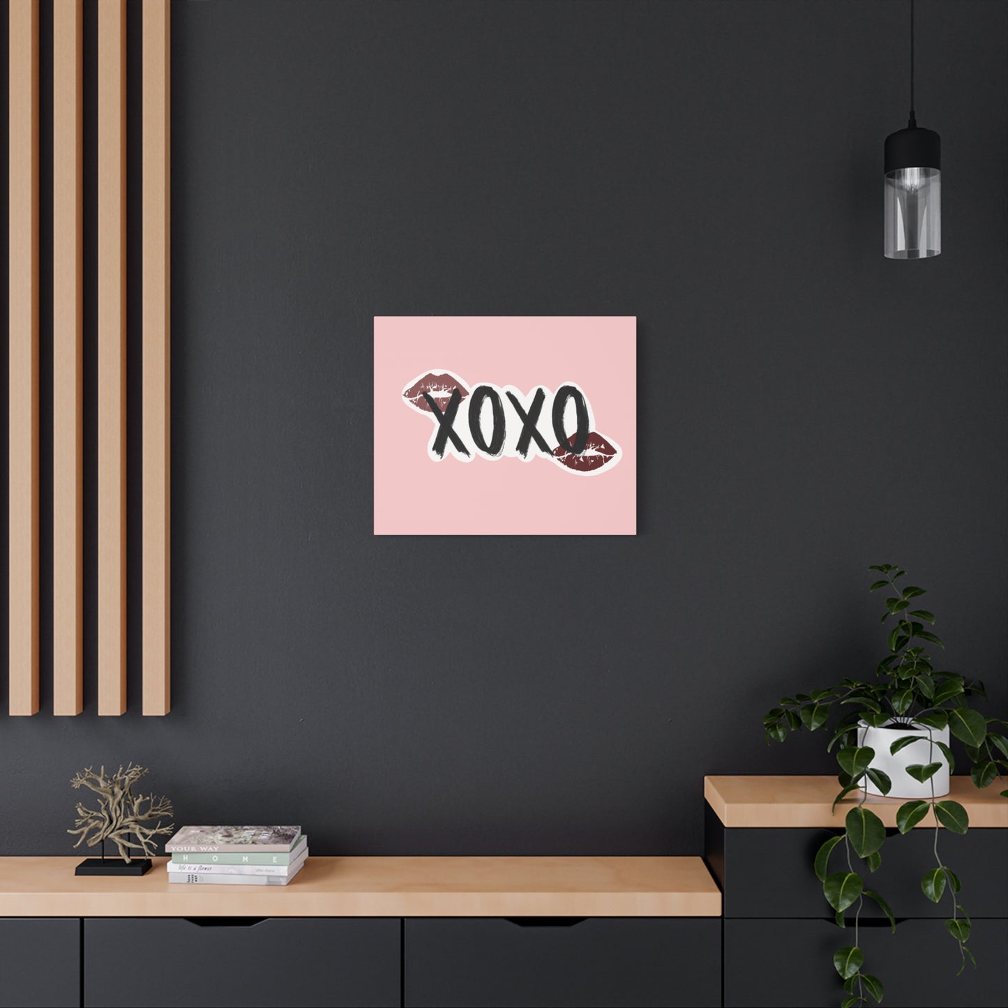 XOXO Kiss Wall Canvas — Pink Romantic Home Décor for Valentine’s Day