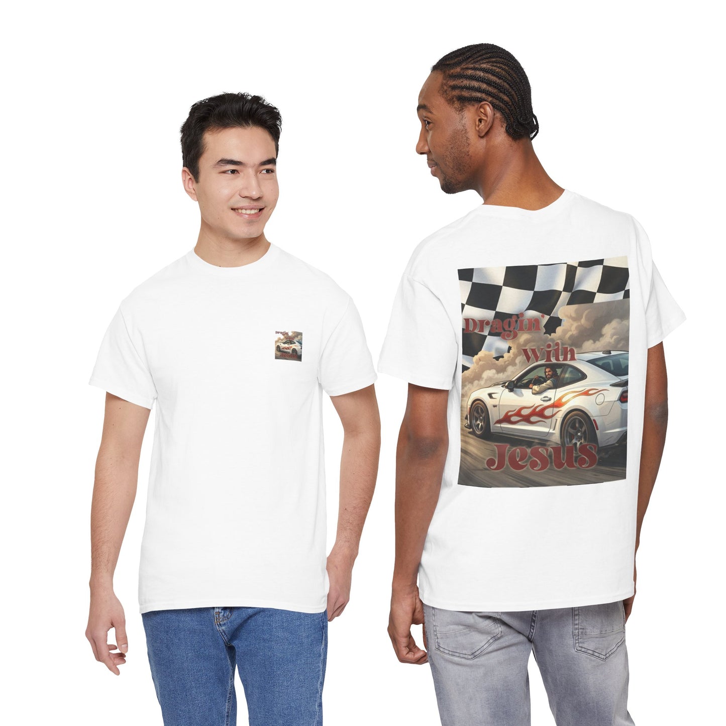 T-Shirt — "Dragin' With Jesus" Retro Racing Graphic Tee