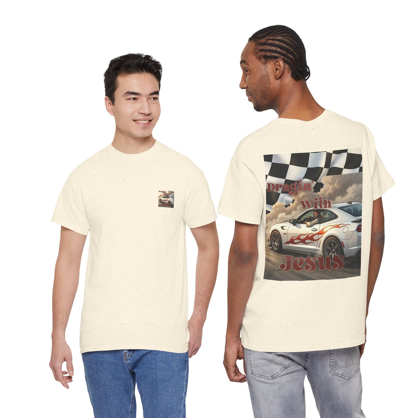 T-Shirt — "Dragin' With Jesus" Retro Racing Graphic Tee