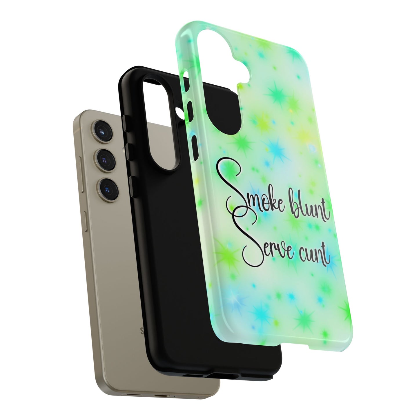 Phone Case — "Smoke blunt Serve cunt" Green Starburst Protective Case