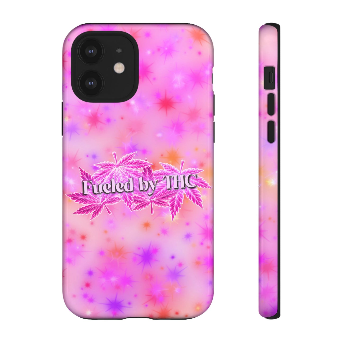 Fueled by THC Phone Case — Pink Cannabis Leaf Protective Case