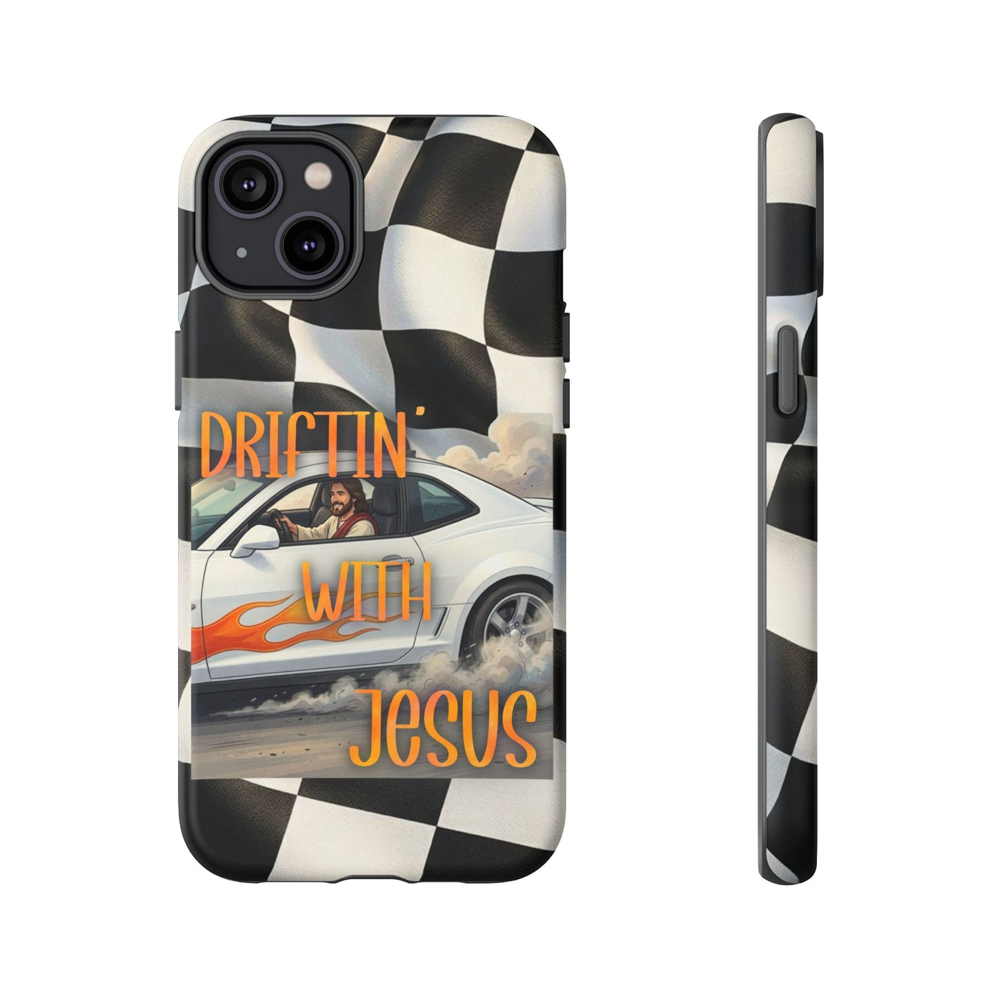 Phone Case — "Driftin' with Jesus" Racing Flag Design- iPhone