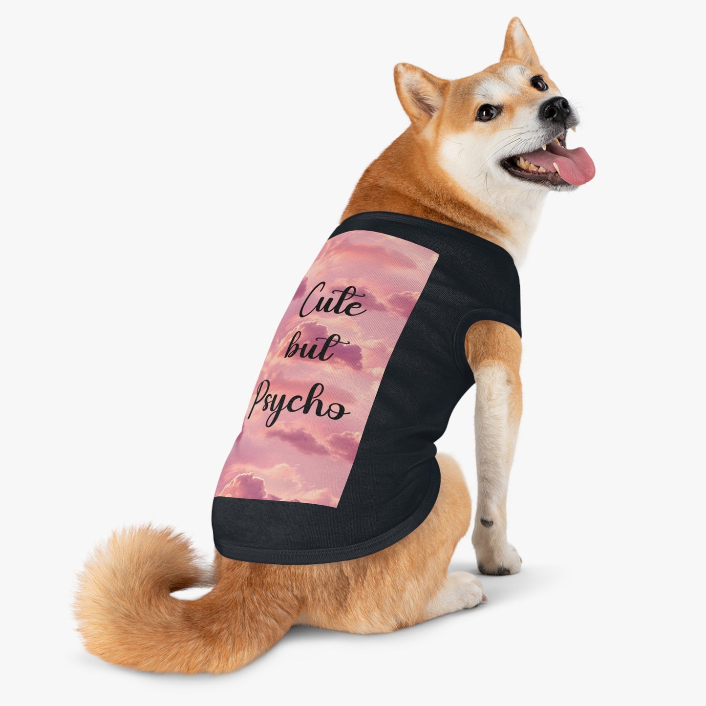 Pet Tank Top - "Cute But Psycho" Pink Cloud Graphic