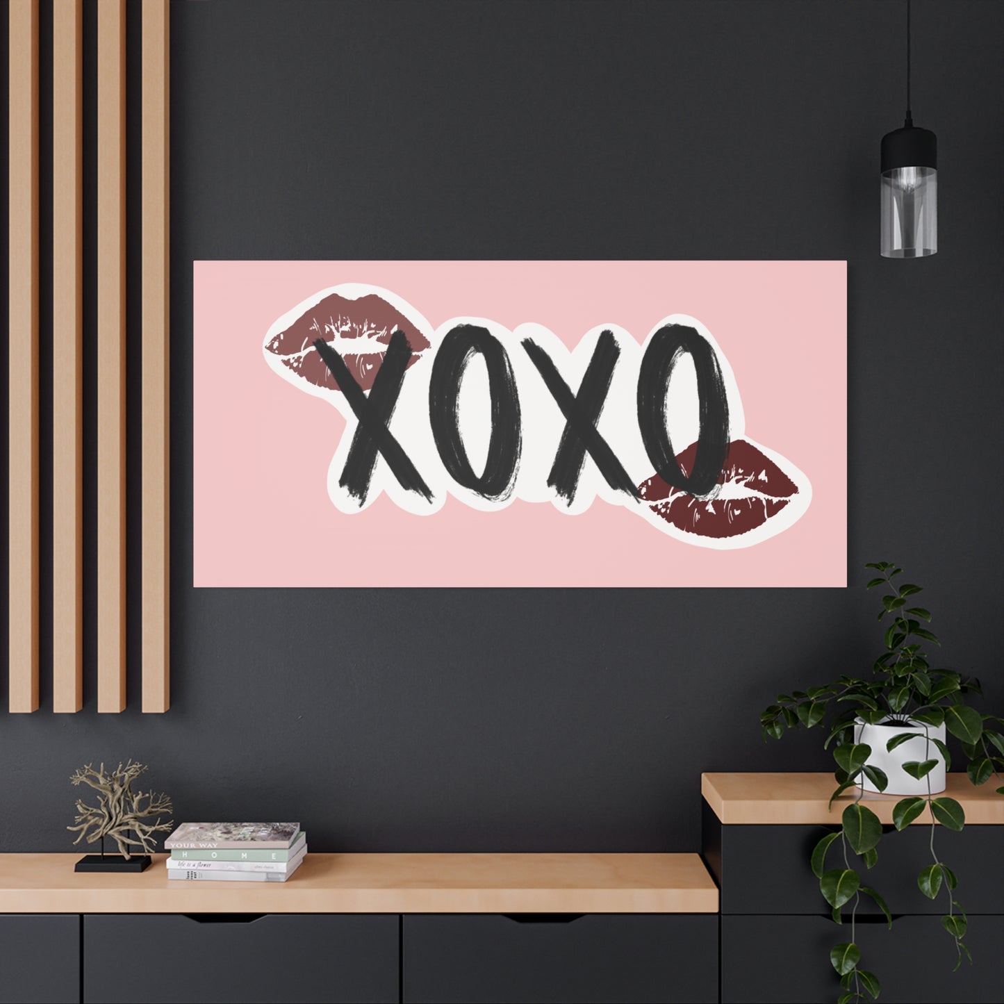 XOXO Kiss Wall Canvas — Pink Romantic Home Décor for Valentine’s Day