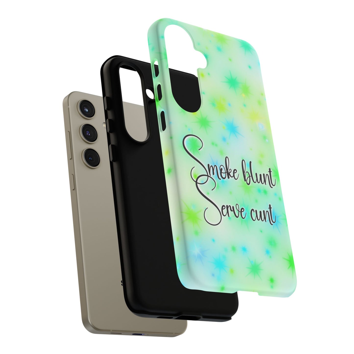 Phone Case — "Smoke blunt Serve cunt" Green Starburst Protective Case