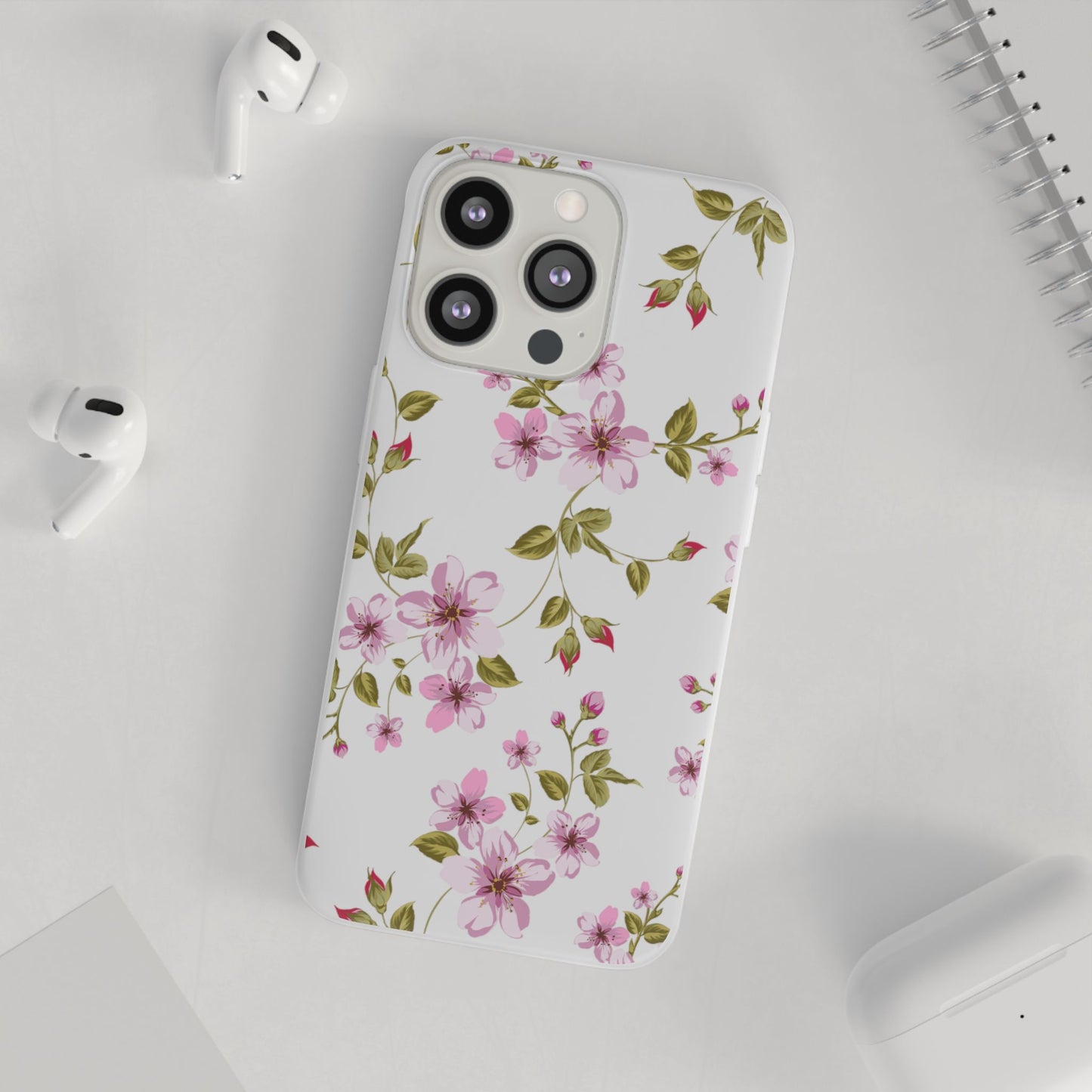 Floral Pink Blossom Flexi Case — Slim Protective Phone Case with Watercolor Cherry Blossom Design