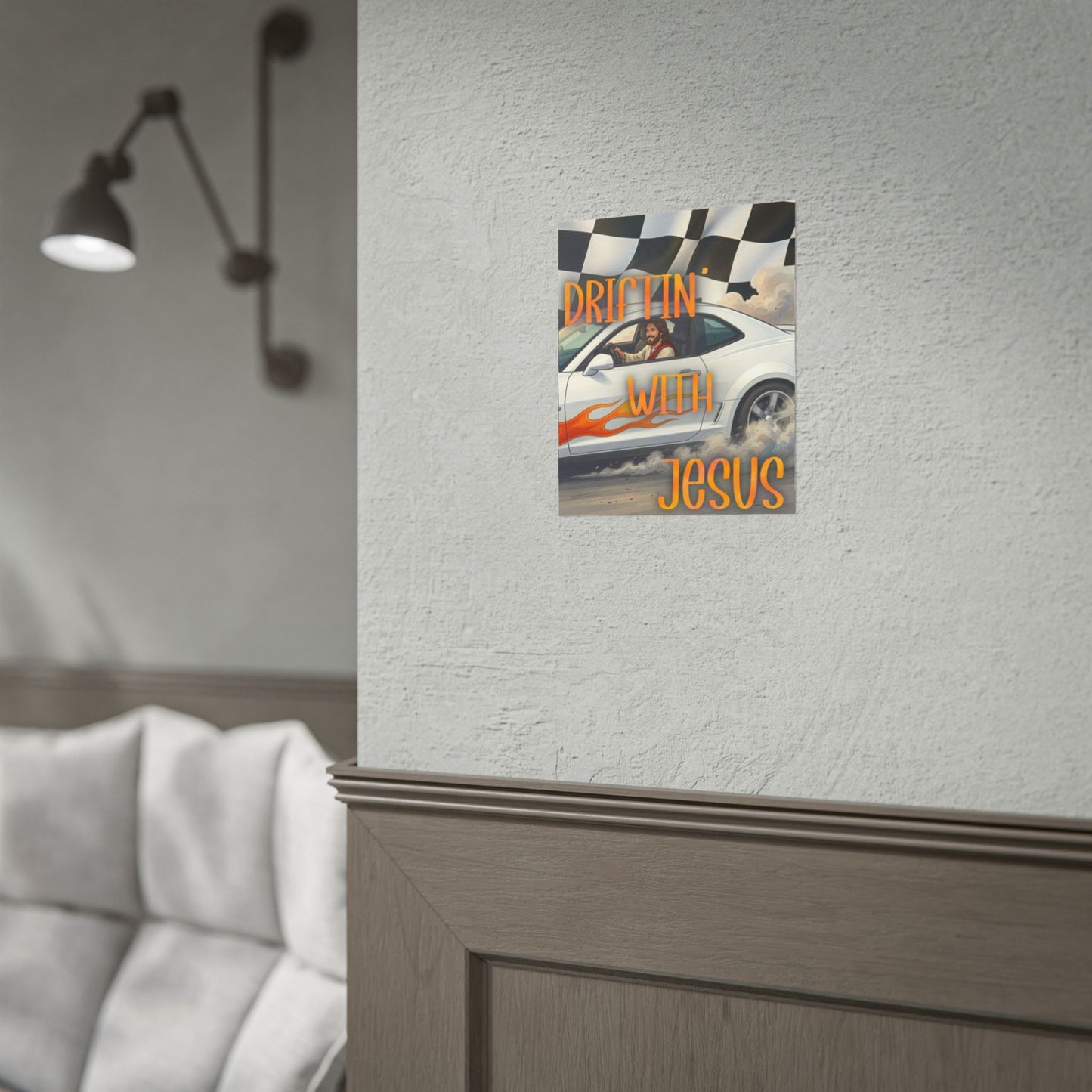 Driftin' With Jesus Poster — Christian Car Racing Wall Art