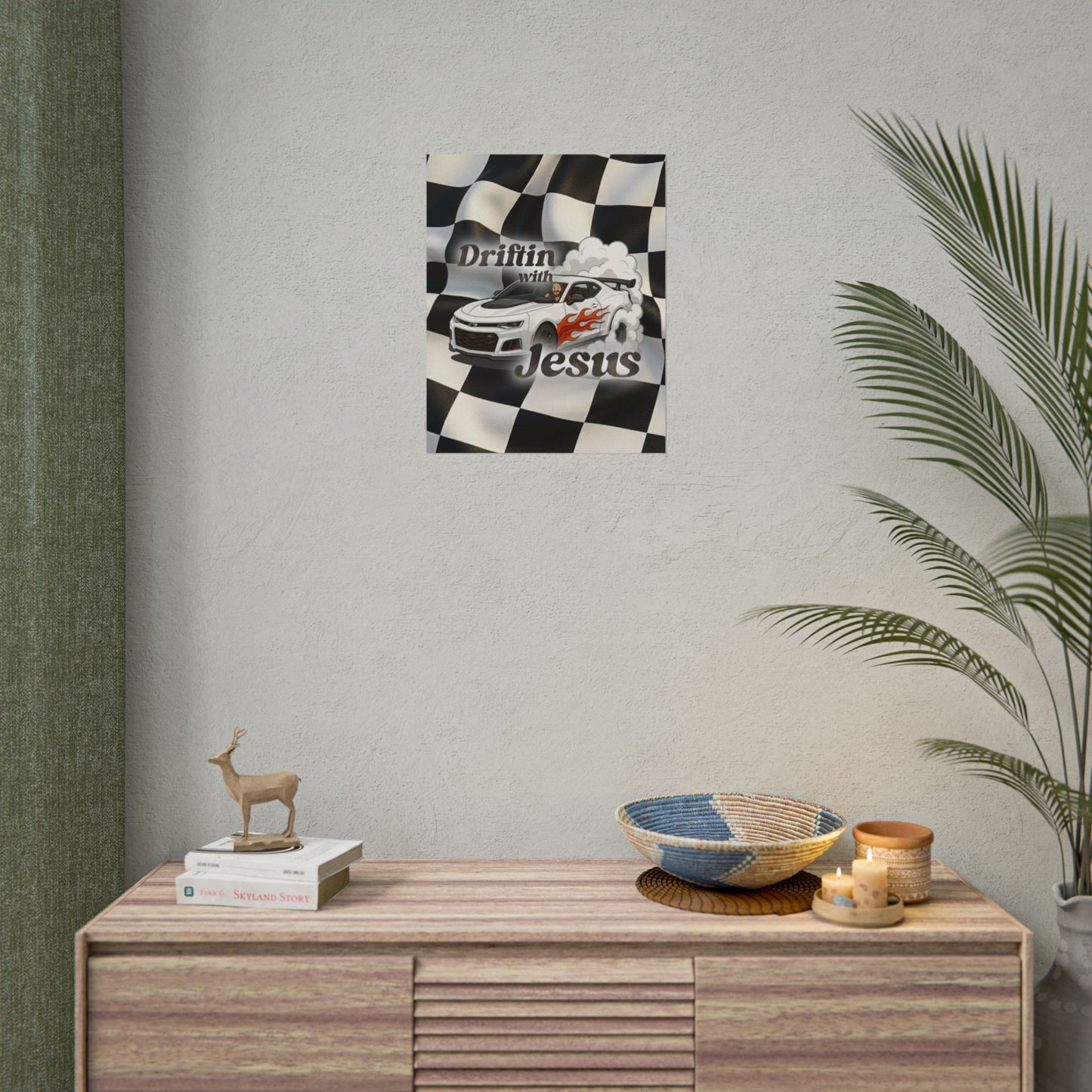 Rolled Poster — "Driftin' with Jesus" Racing Car Wall Art