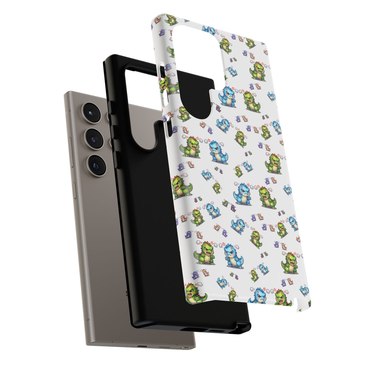 Cute Dino Pattern Phone Case — Playful Cartoon Dinosaur Tough Phone Cover