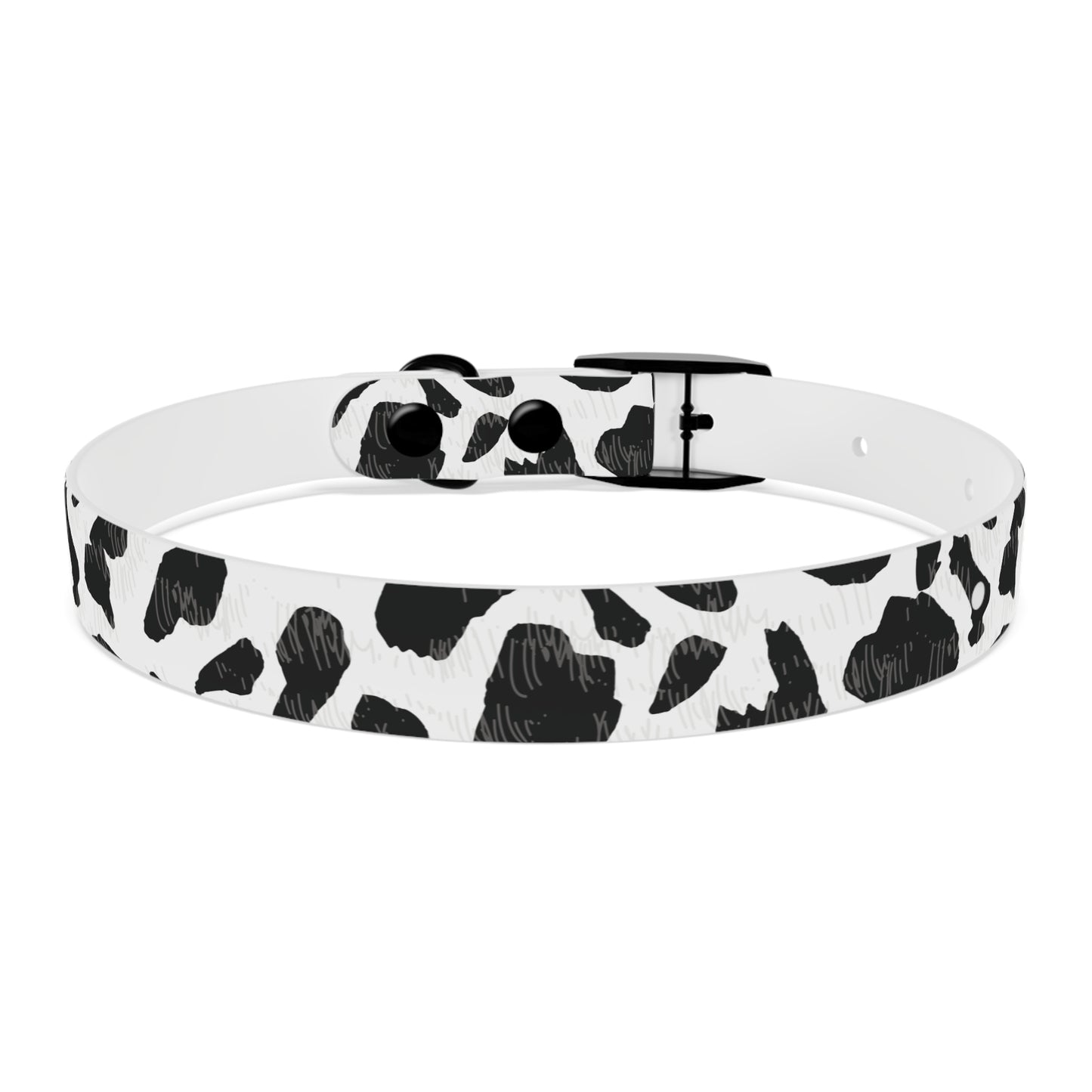 Cow Print Dog Collar — Black & White Spot Pattern
