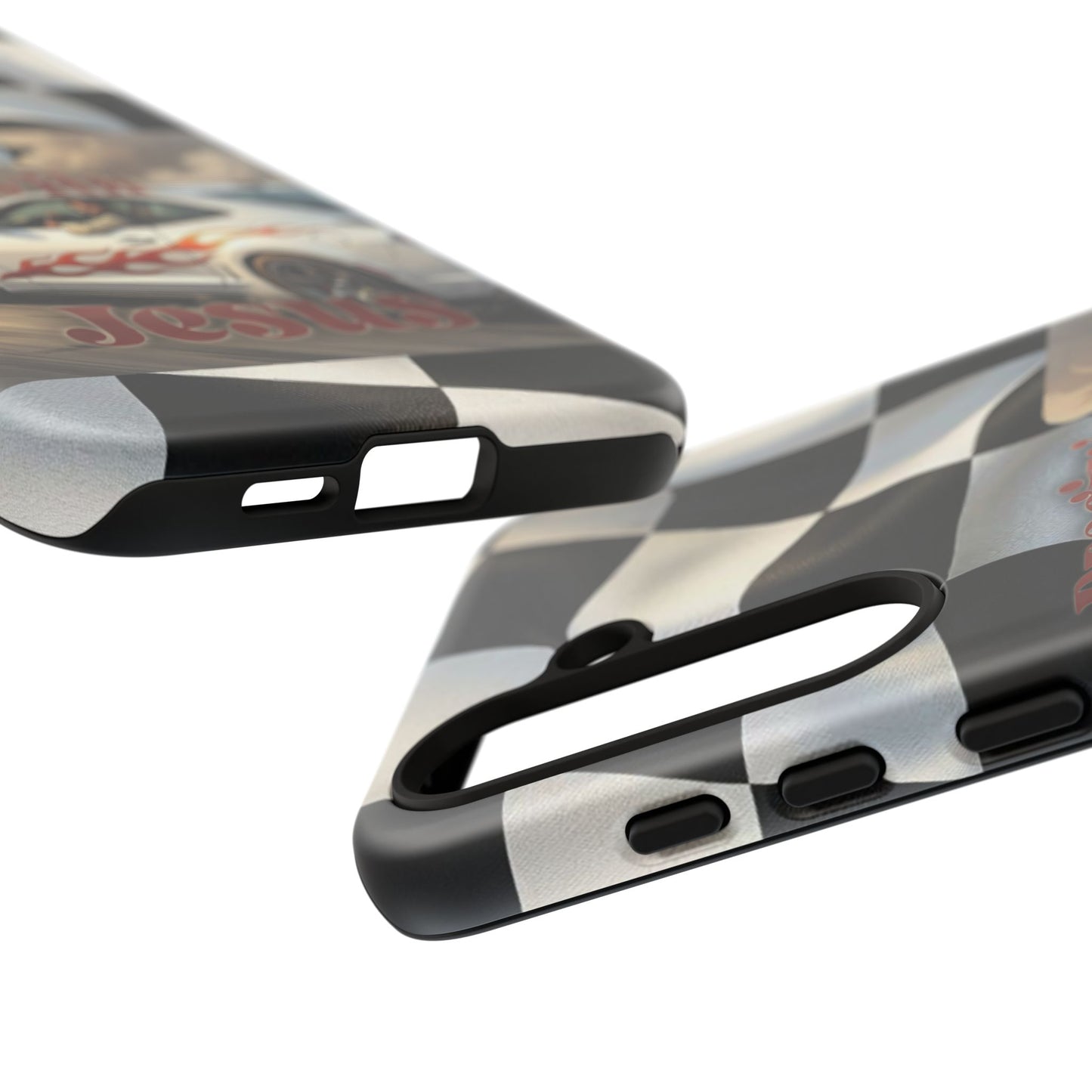 Phone Case — "Dragin' With Jesus" Racing Checkered flag - Samsung / Google phones