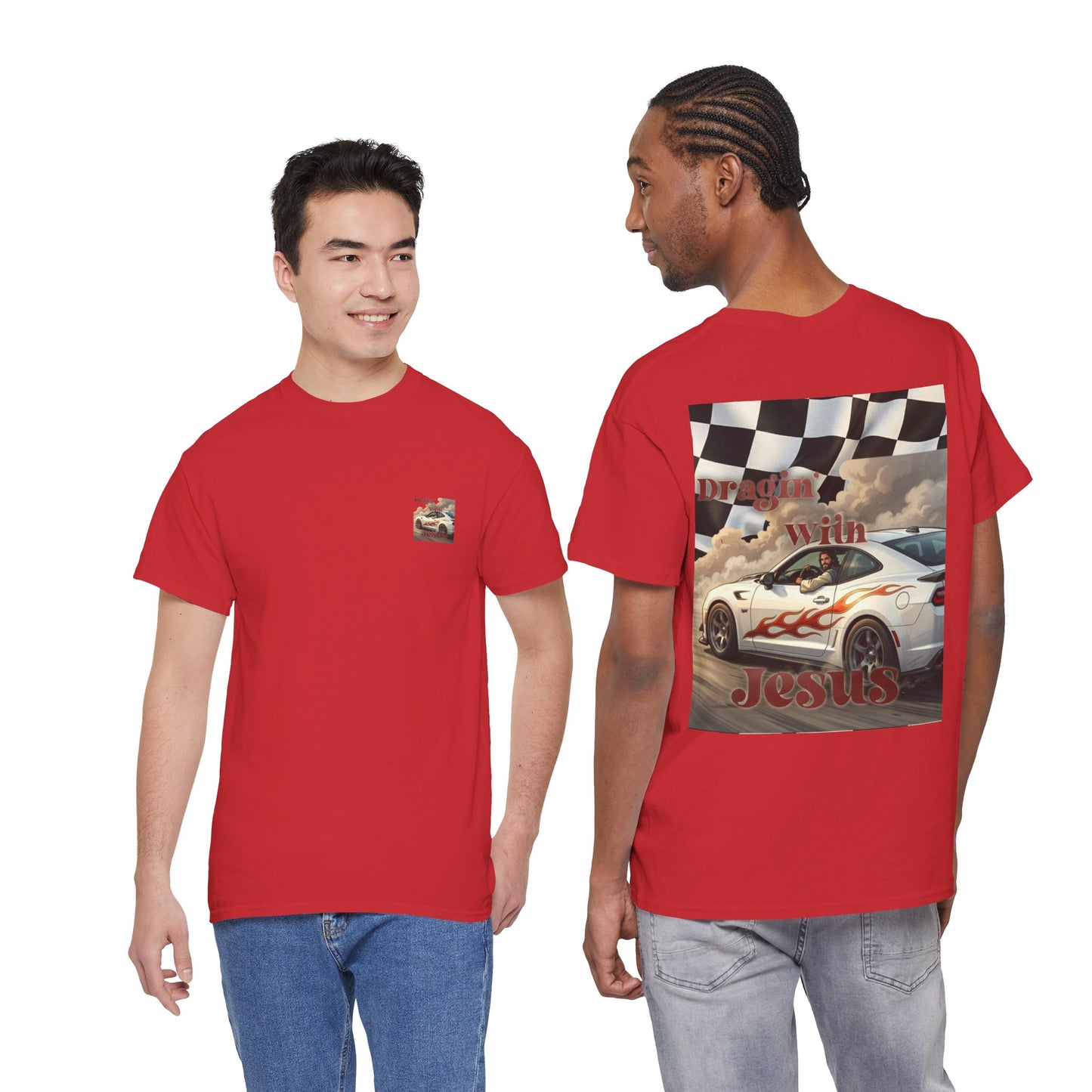 T-Shirt — "Dragin' With Jesus" Retro Racing Graphic Tee