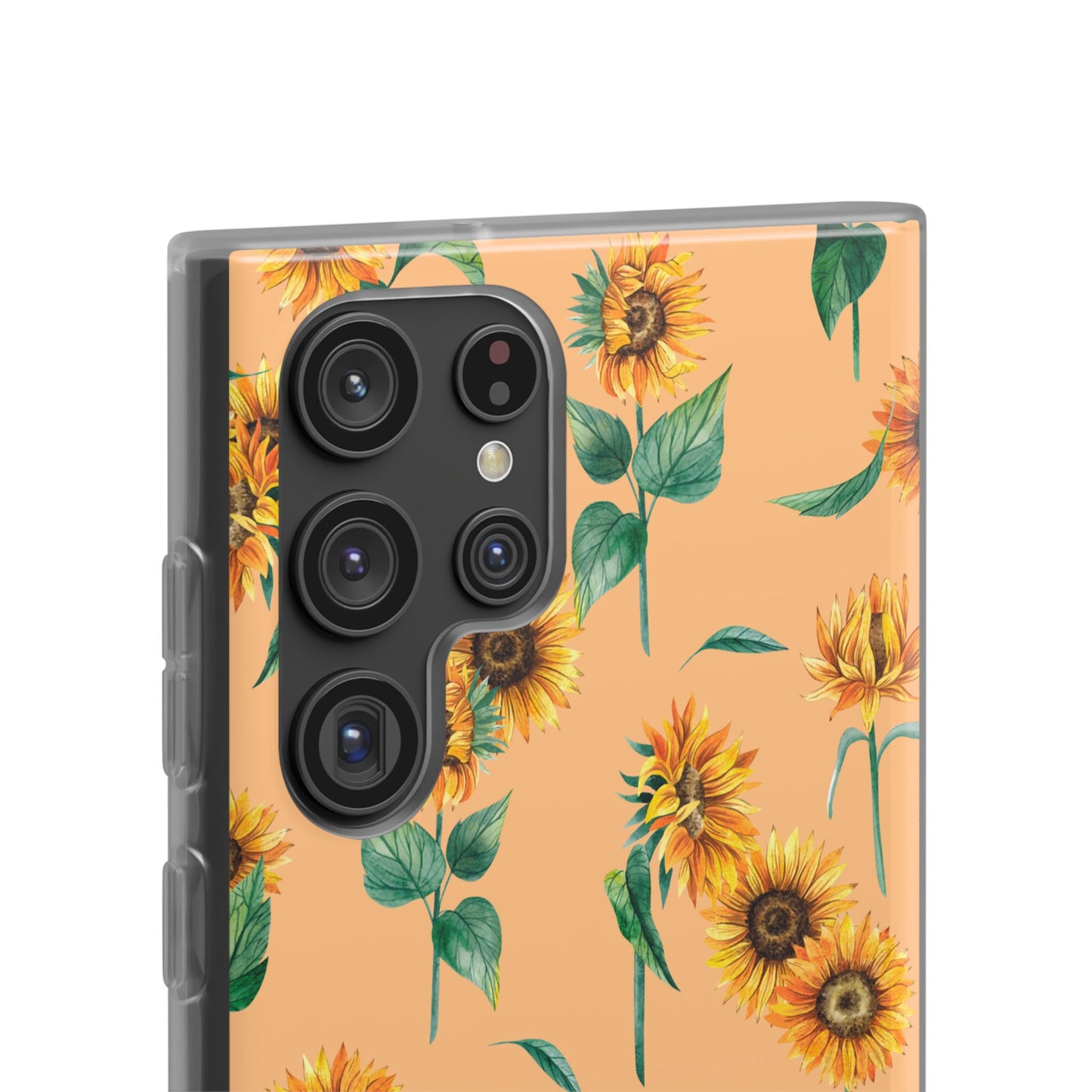 Sunflower Pattern Phone Case — Floral Peach Slim Flexi Case