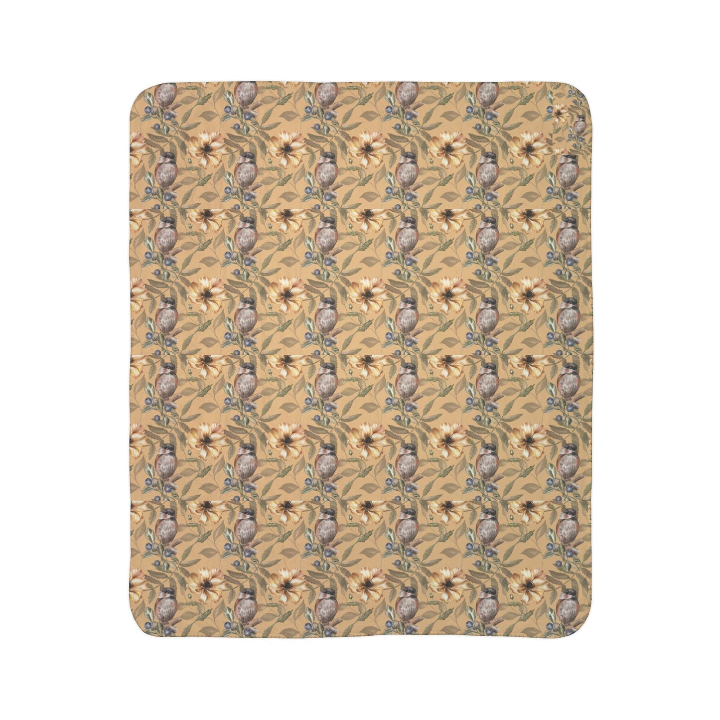 Vintage Floral Sherpa Blanket – Cozy Botanical Throw