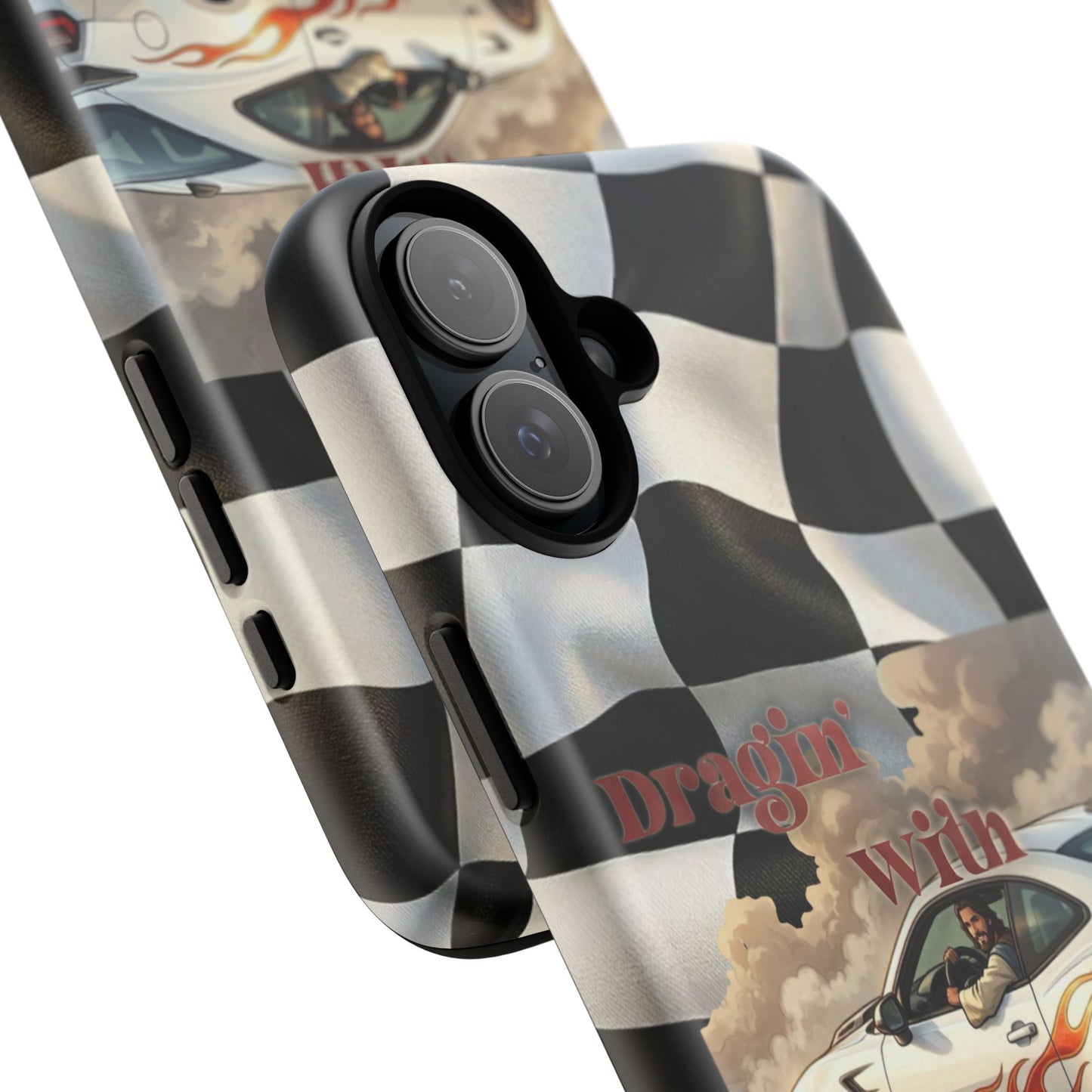 Phone Case — 'Dragin' With Jesus' Racing Checkered Design - iPhone