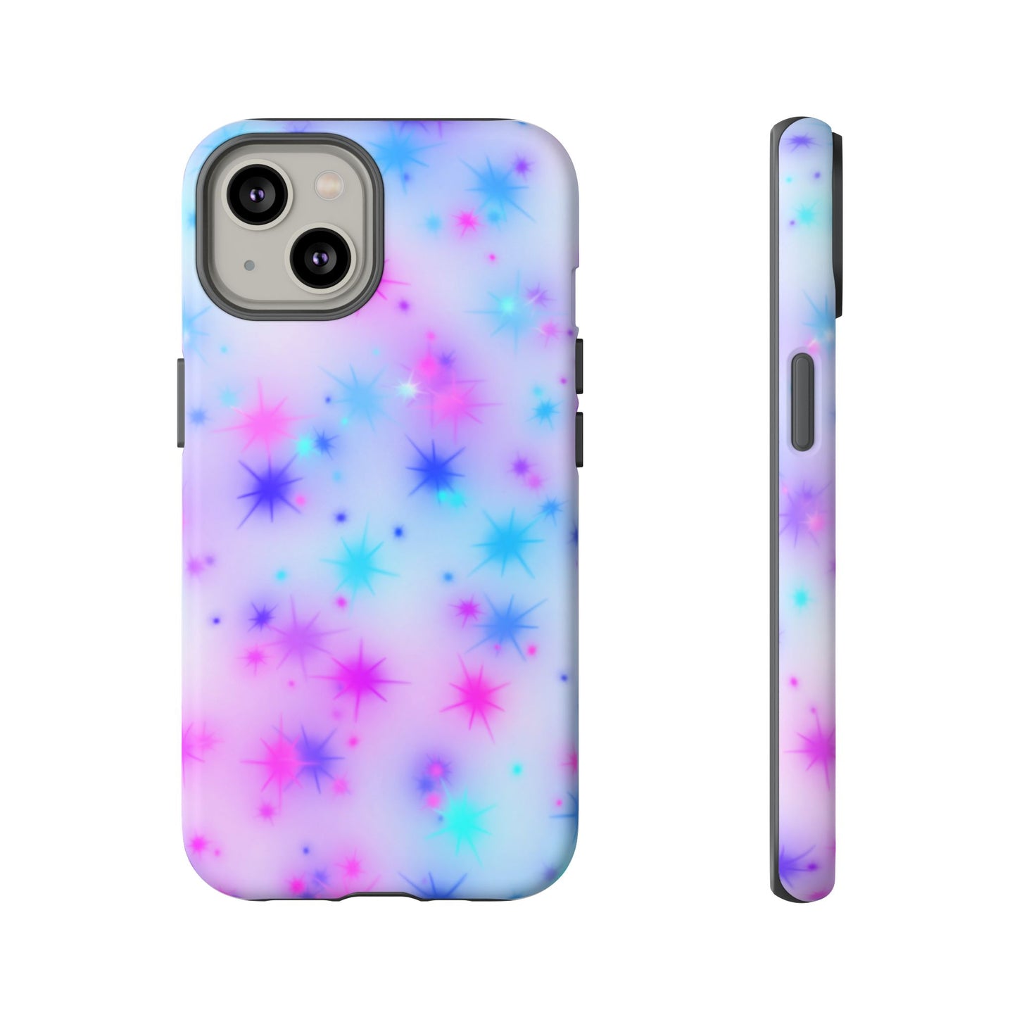 Galaxy Starburst Tough Phone Case — Pastel Pink & Blue Sparkle Protective Cover