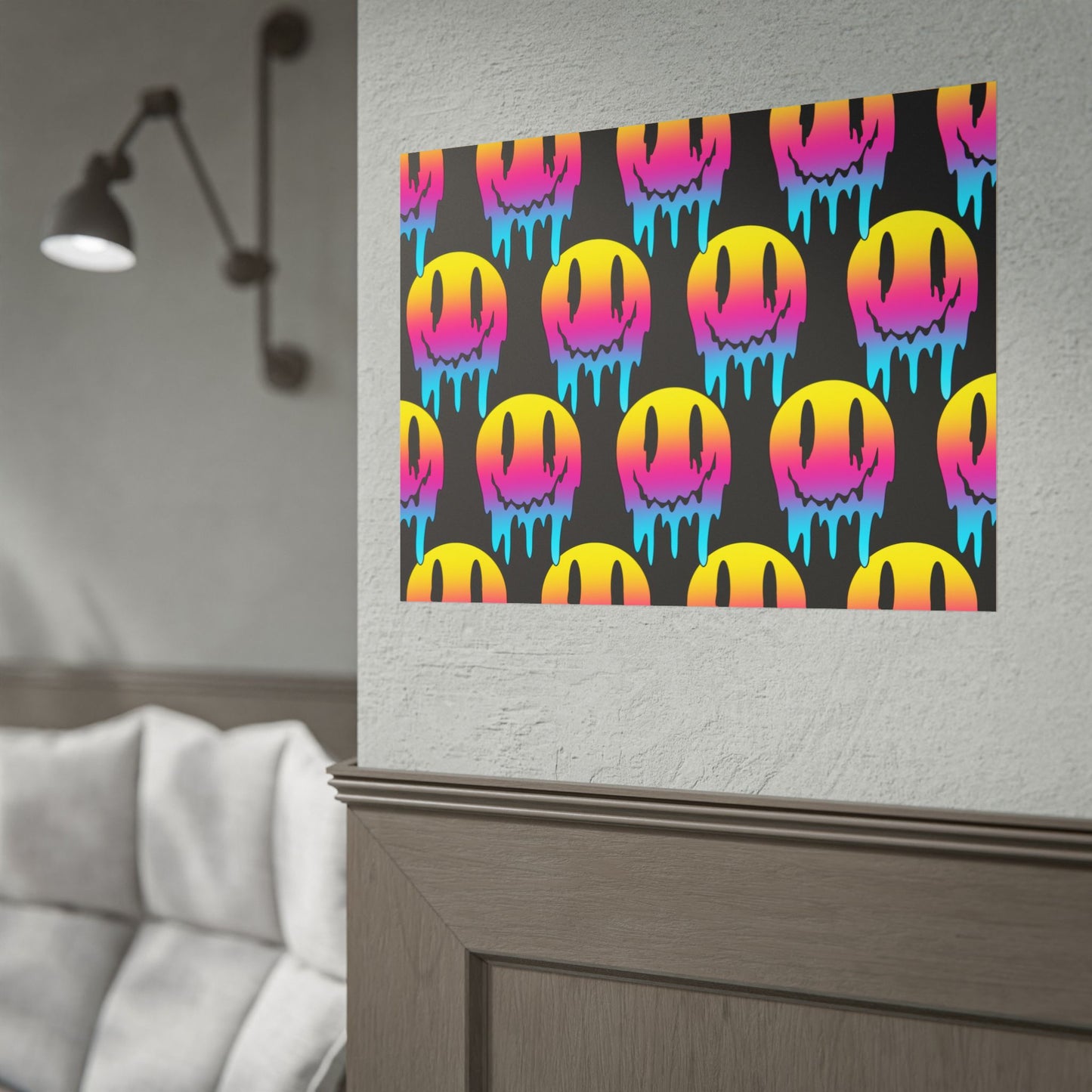Neon Drip Smiley Poster