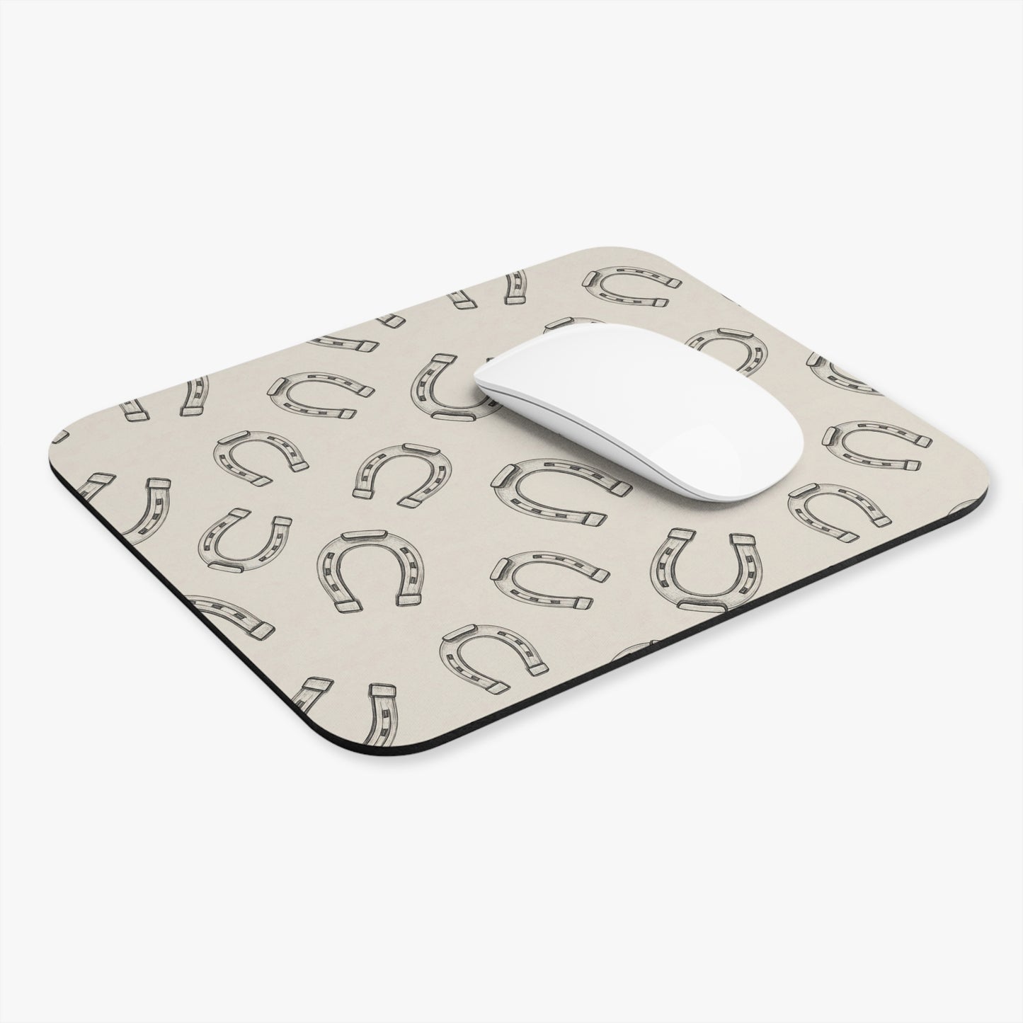 Horseshoe Pattern Mouse Pad — Neutral Ranch Desk Mat for Equestrian Fans