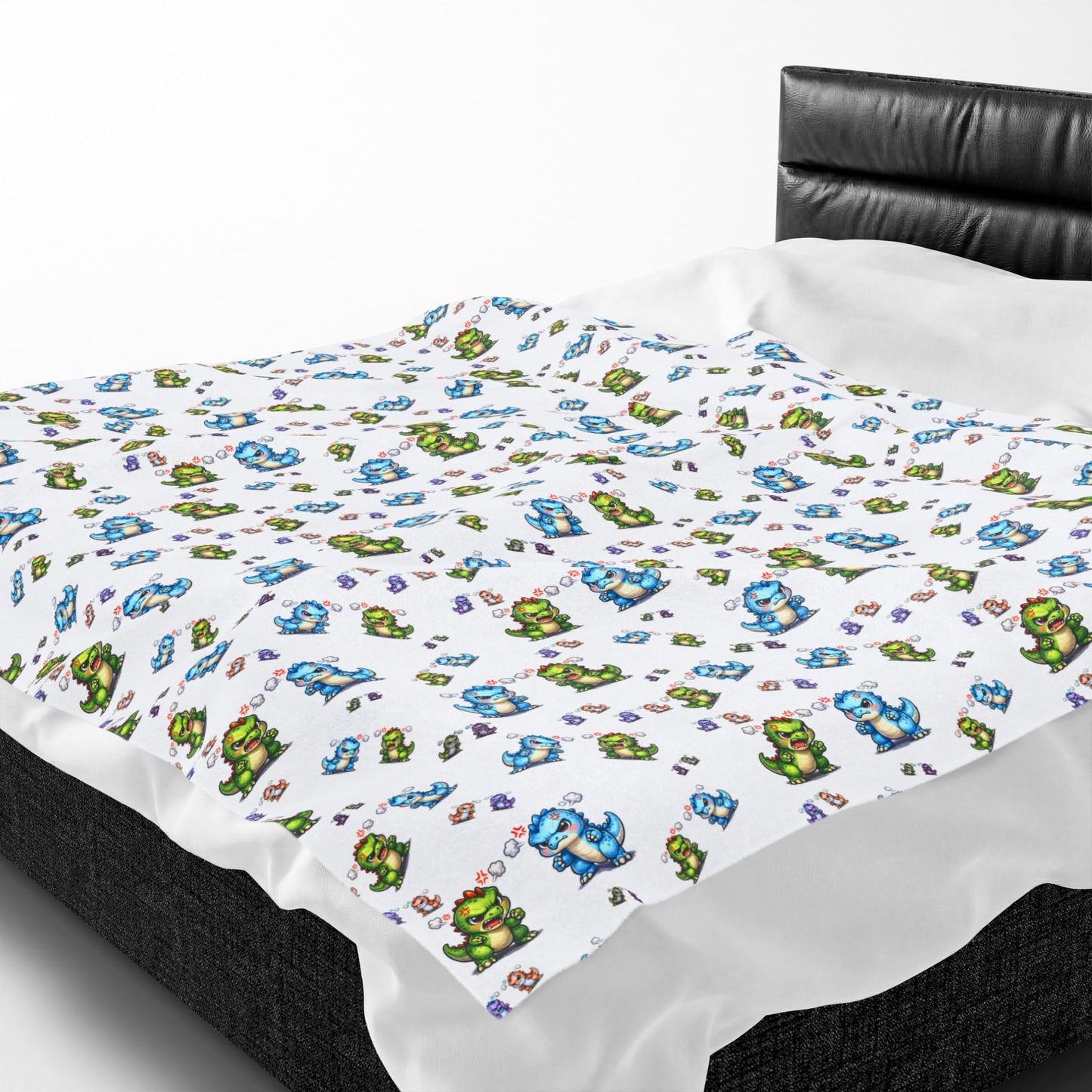 Plush Blanket — Cute Dino Pattern Velveteen Throw