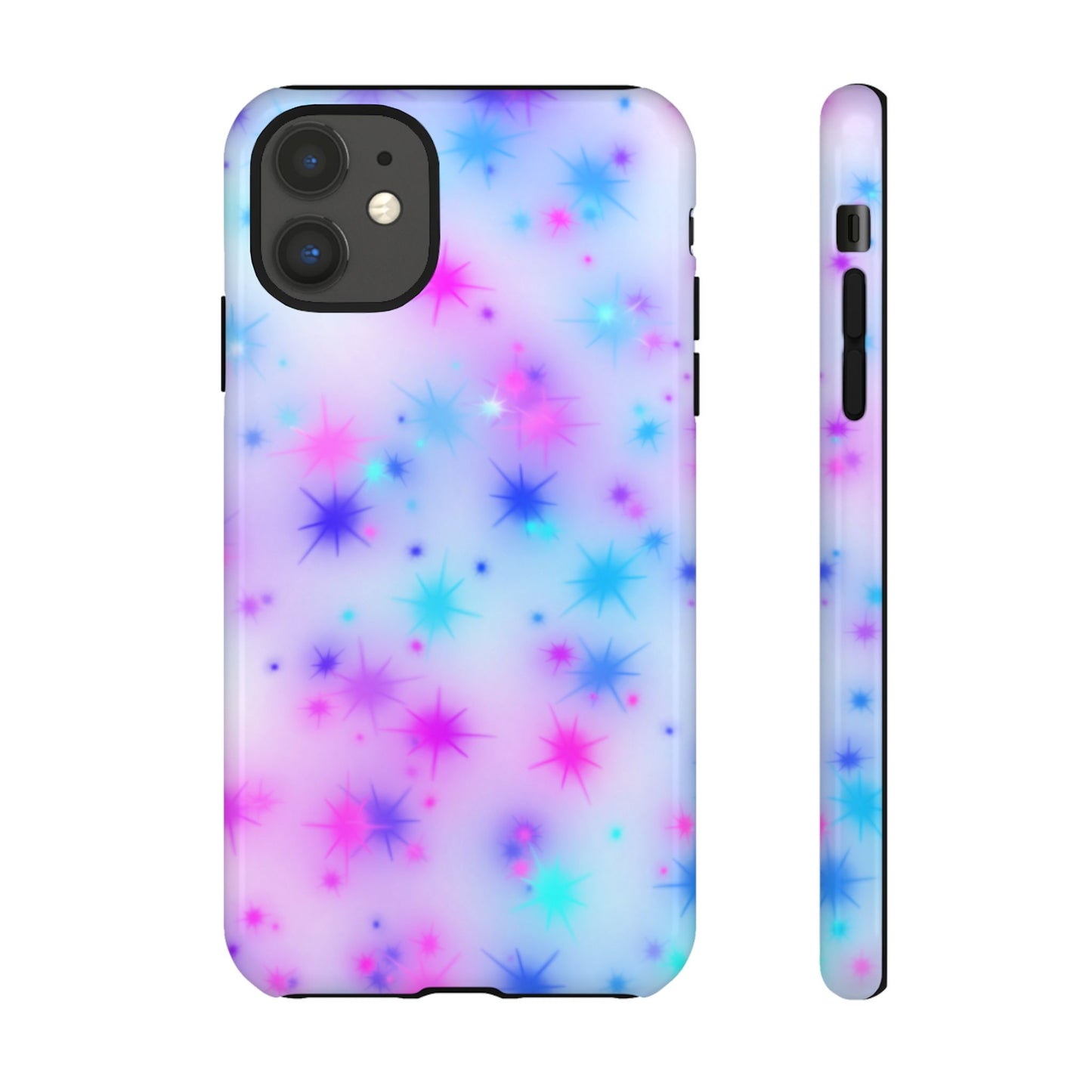 Galaxy Starburst Tough Phone Case — Pastel Pink & Blue Sparkle Protective Cover