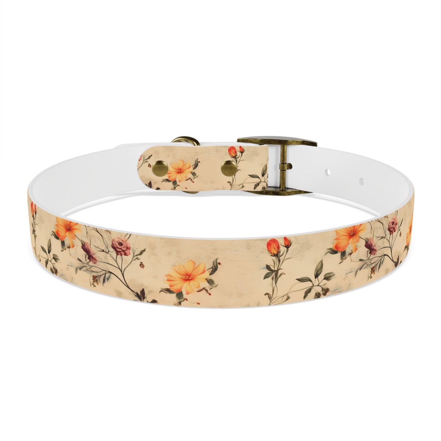 Floral Vintage Dog Collar – Peach Rose Print Pet Collar