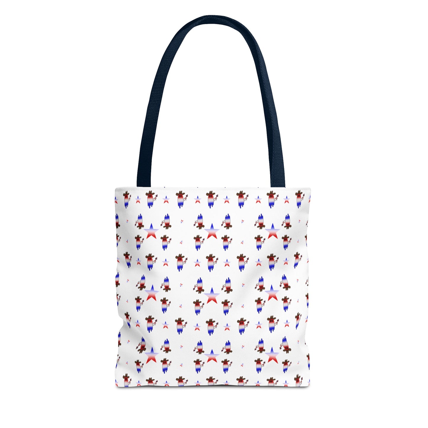 Patriotic Ghost Pattern Tote Bag – Red White Blue All-Over Print