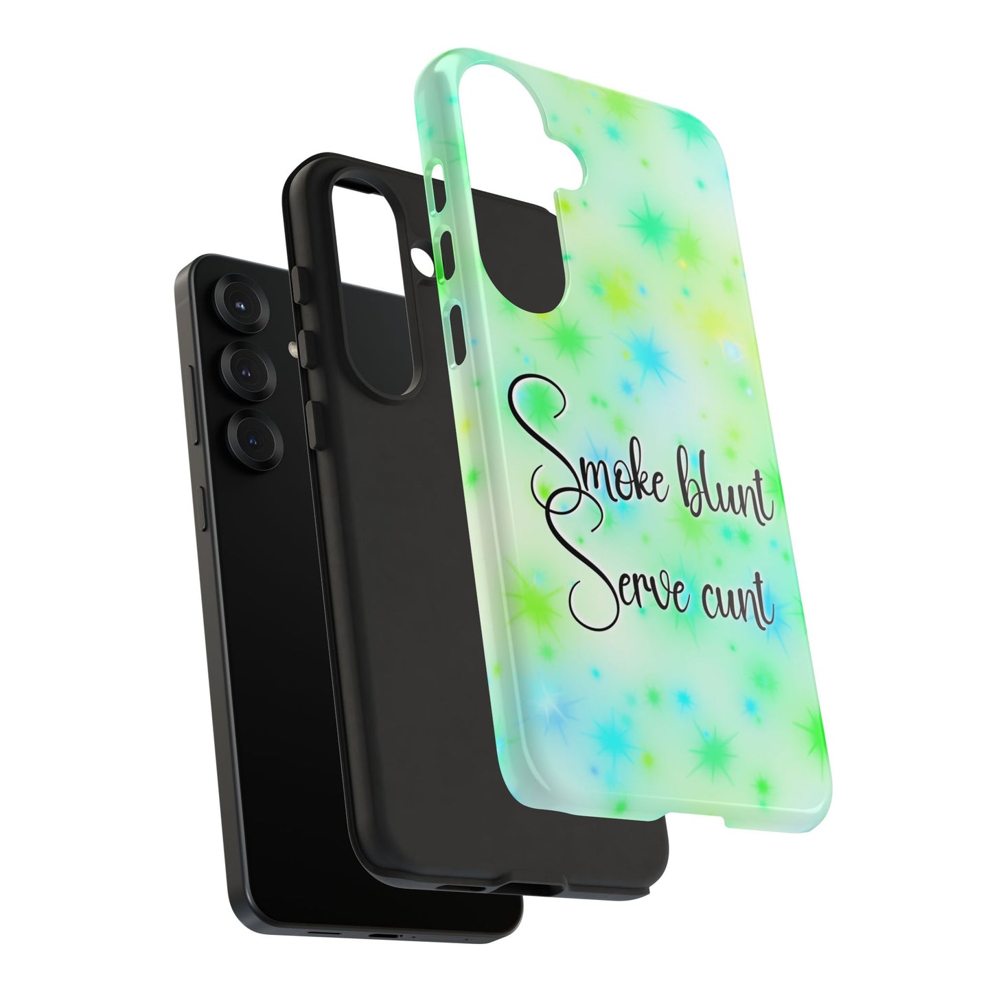 Phone Case — "Smoke blunt Serve cunt" Green Starburst Protective Case