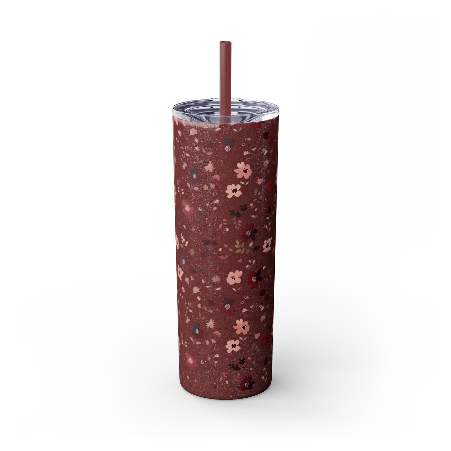 Floral Skinny Tumbler 20oz – Pink Blossom Straw Cup
