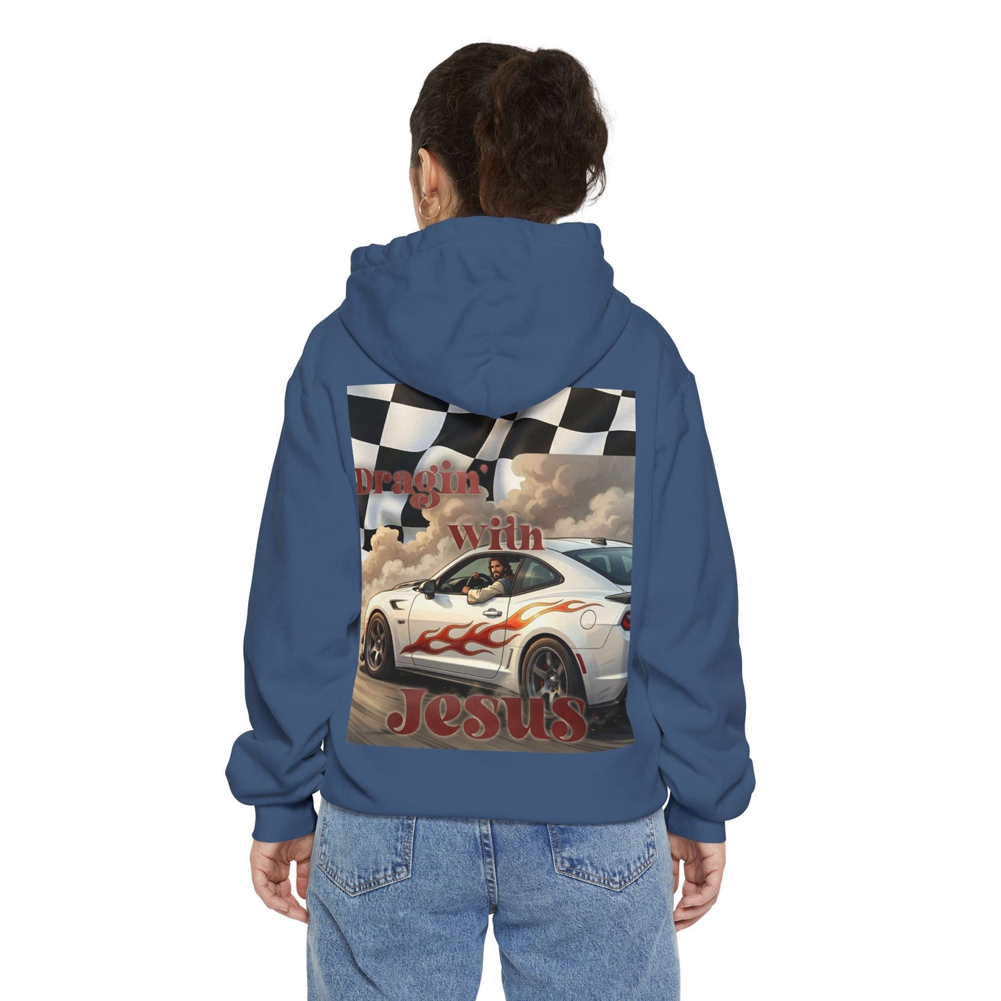 Dragin with Jesus Hoodie — Small Chest Print