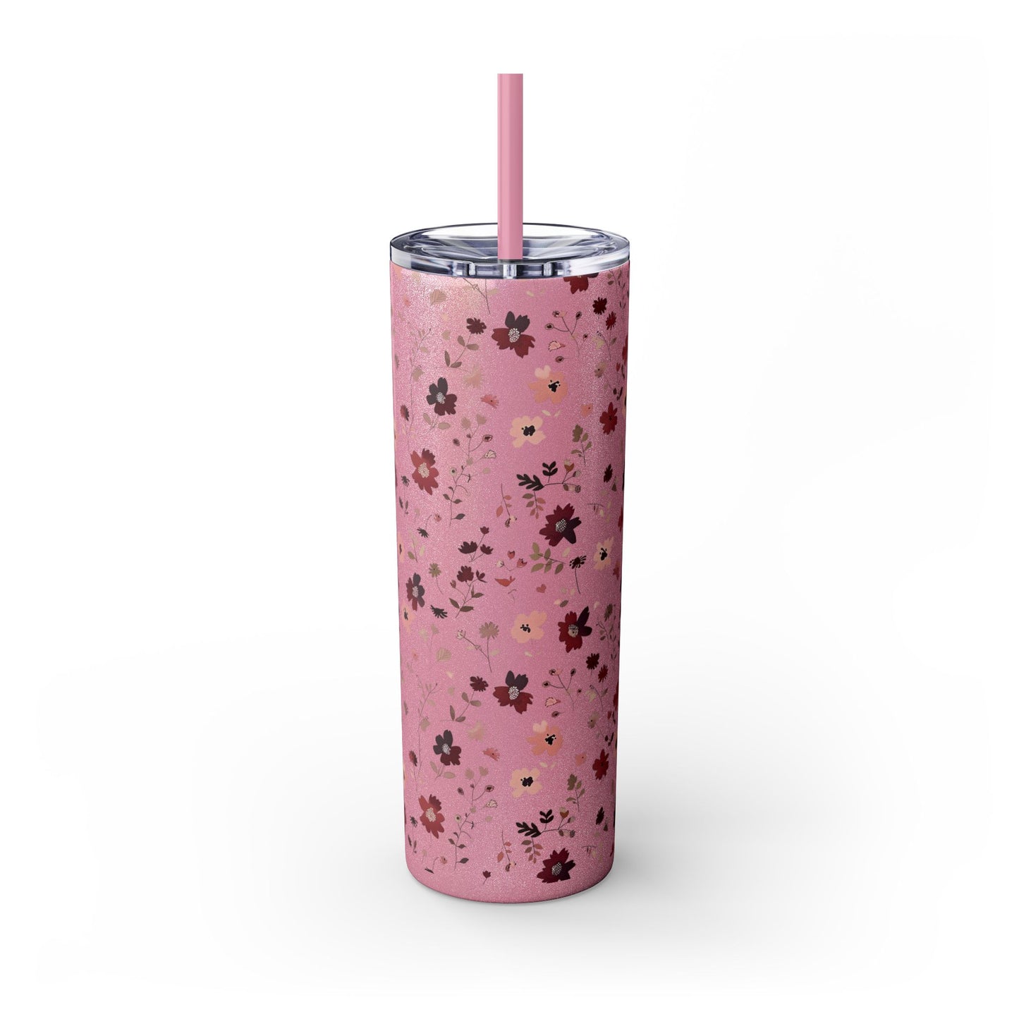 Floral Skinny Tumbler 20oz – Pink Blossom Straw Cup