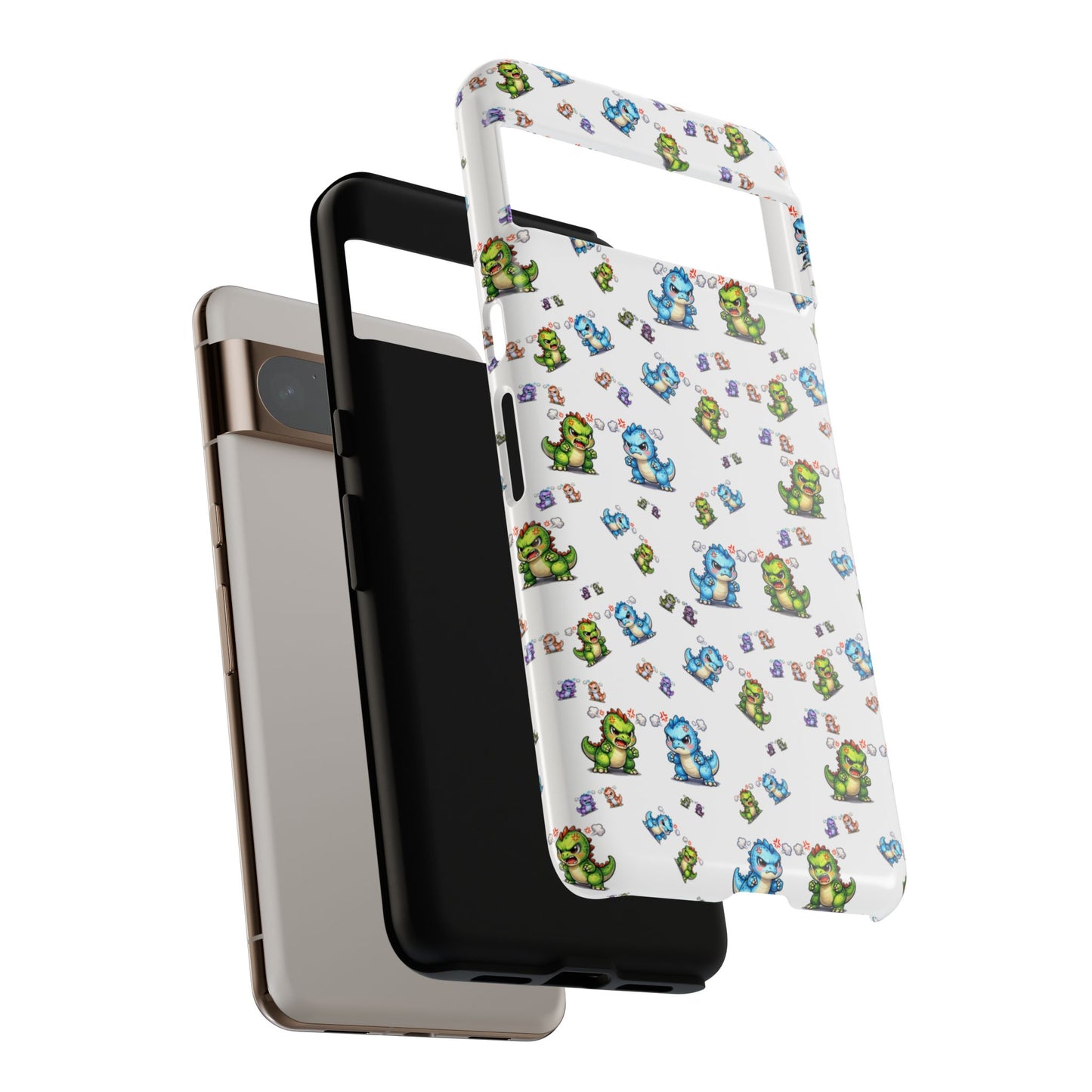 Cute Dino Pattern Phone Case — Playful Cartoon Dinosaur Tough Phone Cover